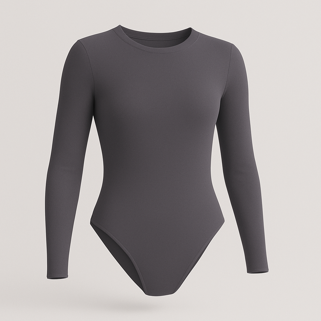 Body Redondo Manga Larga gris oscuro