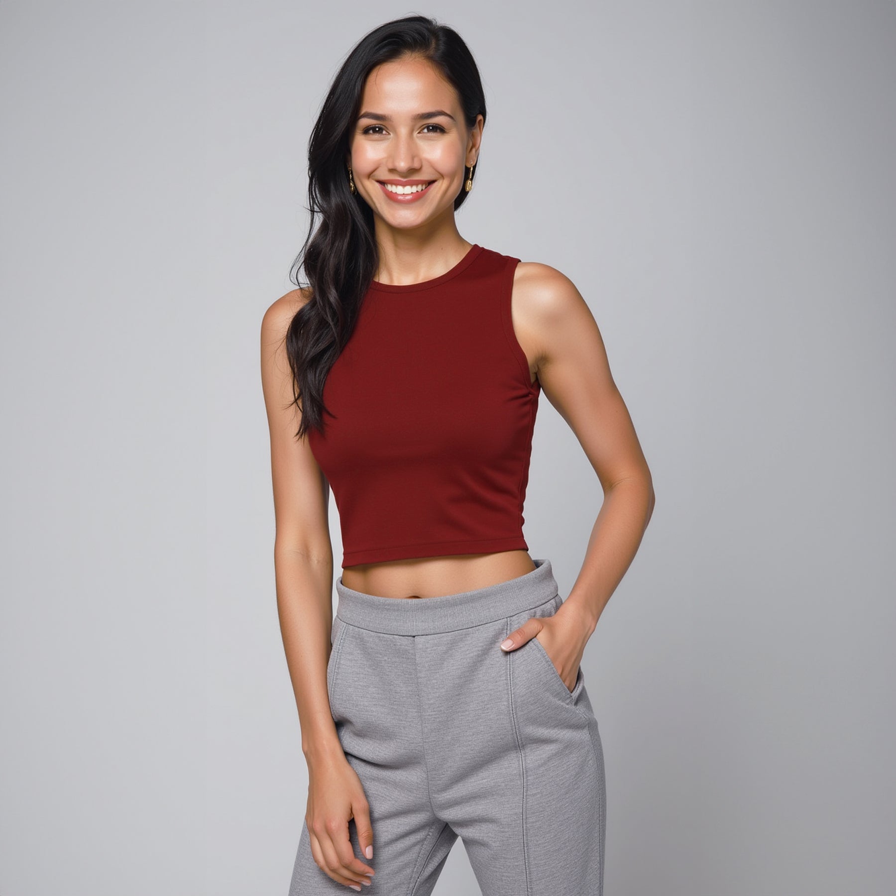 Crop Top Halter Vinotinto
