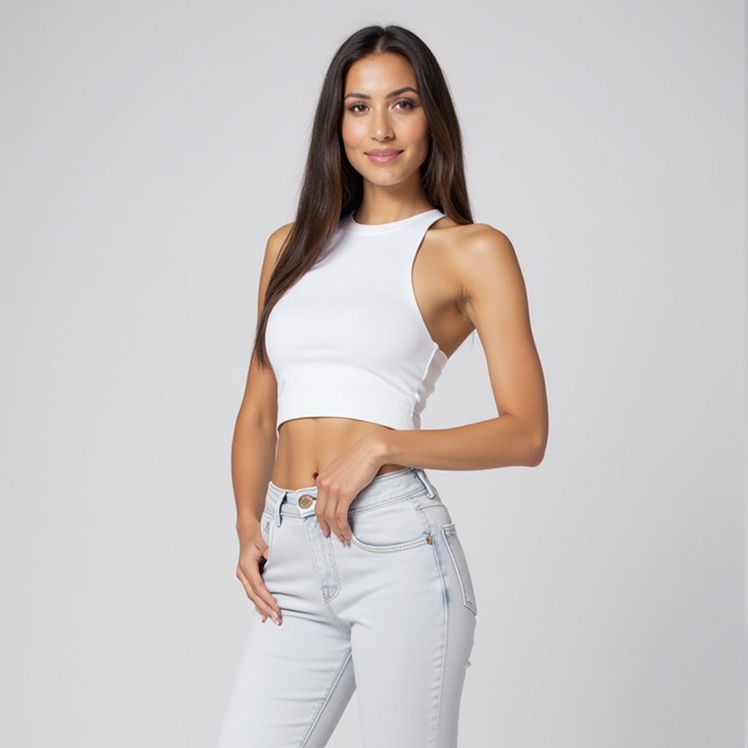 Crop Top Halter Blanco