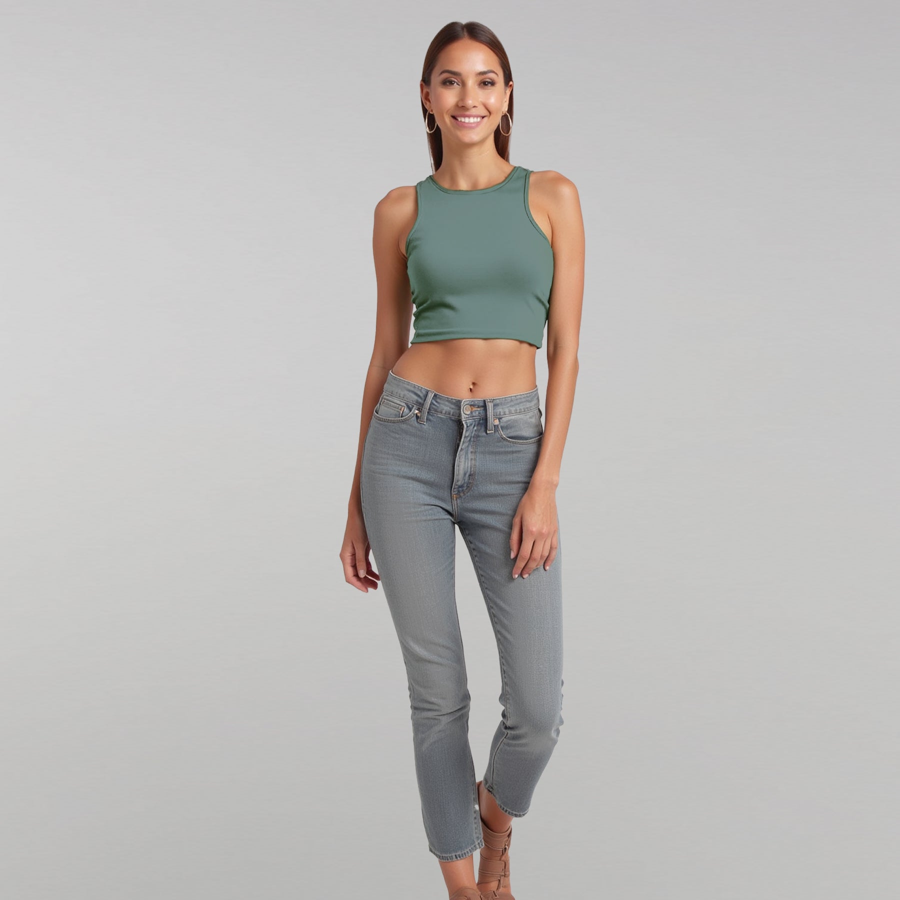 Crop Top Halter Verde Petroleo