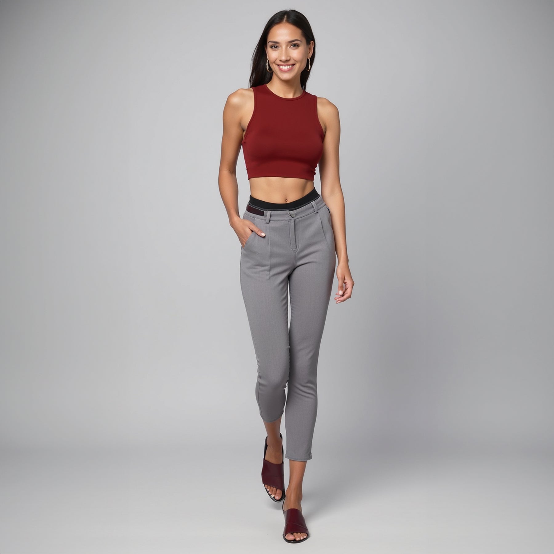Crop Top Halter Vinotinto
