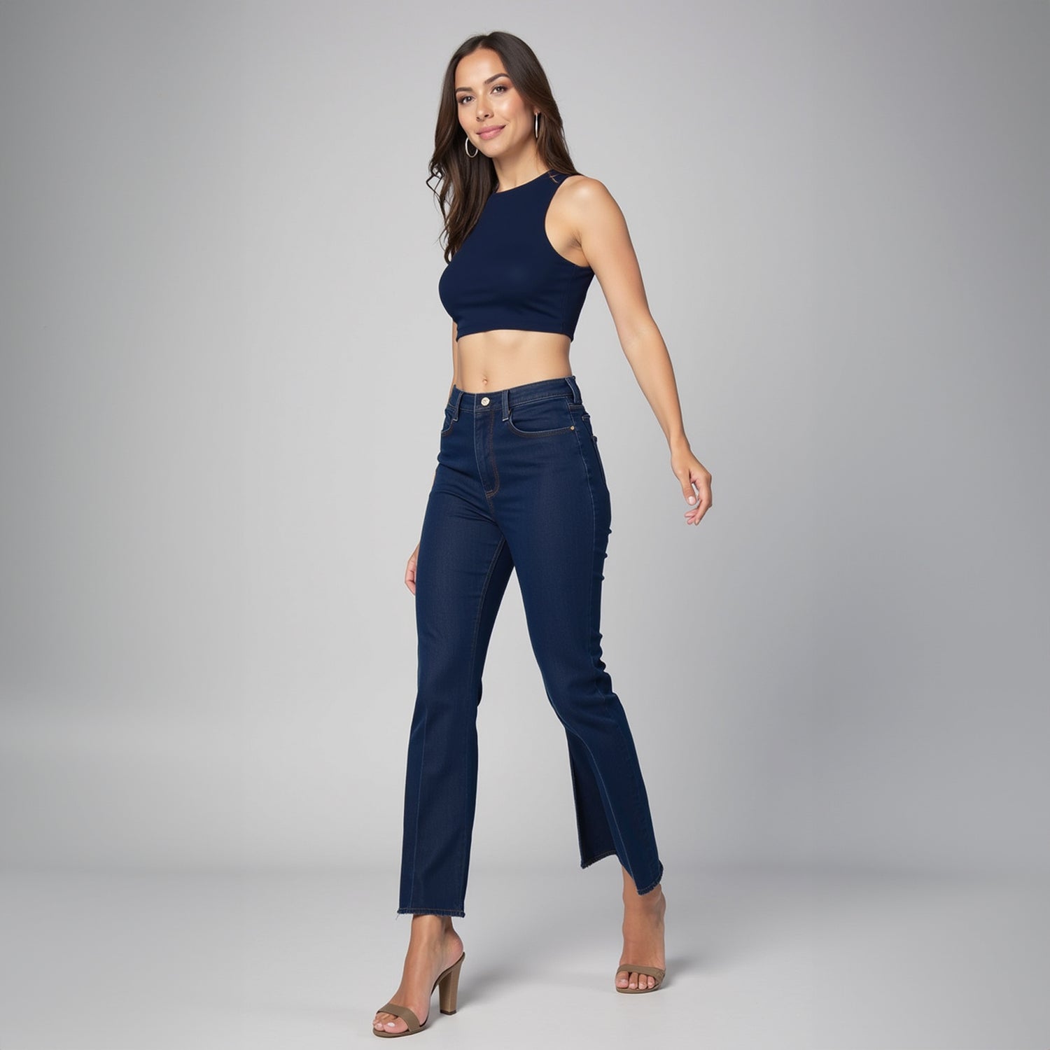 Crop Top Halter Azul Marino