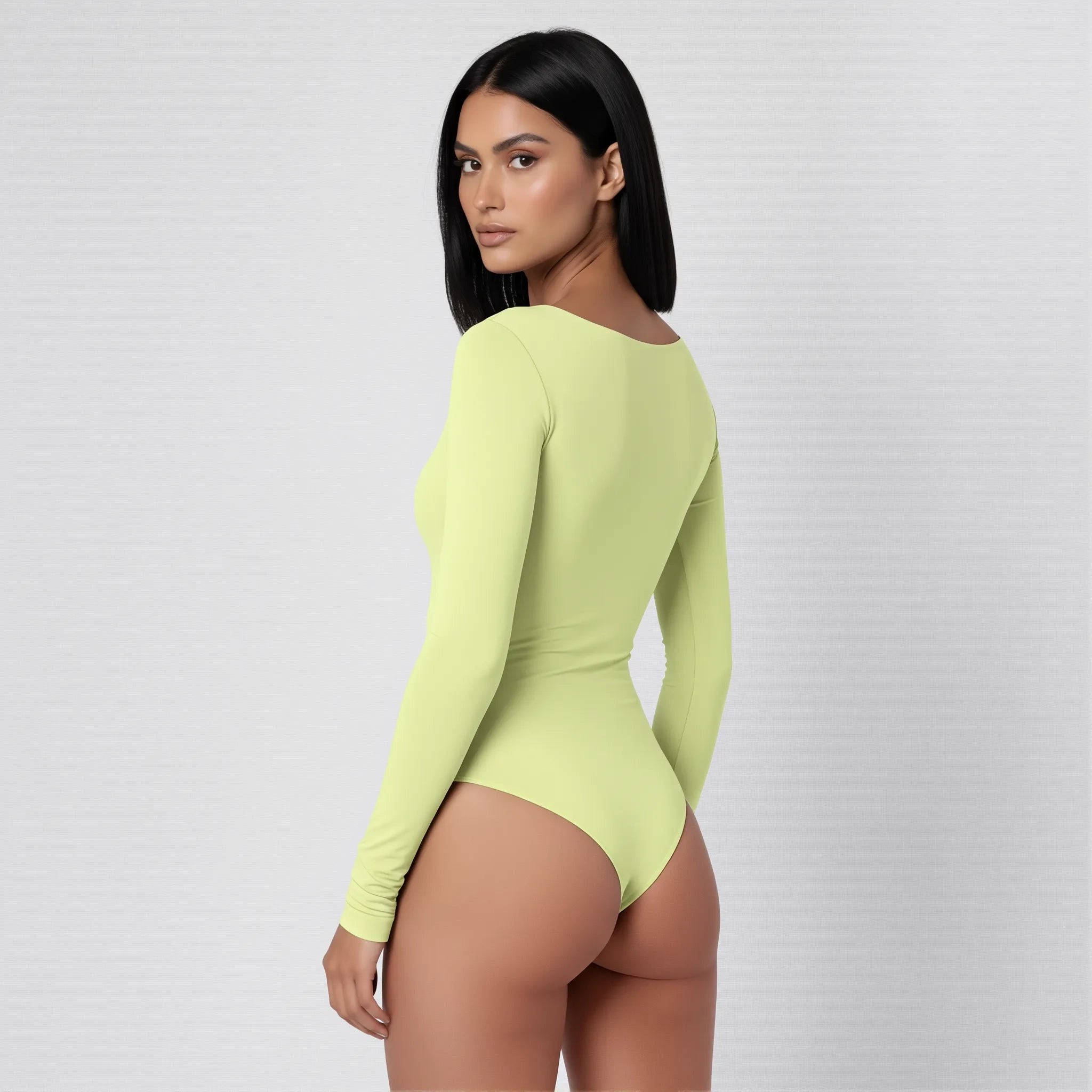 Body Cuadrado Manga Larga Amarillo Mantequilla