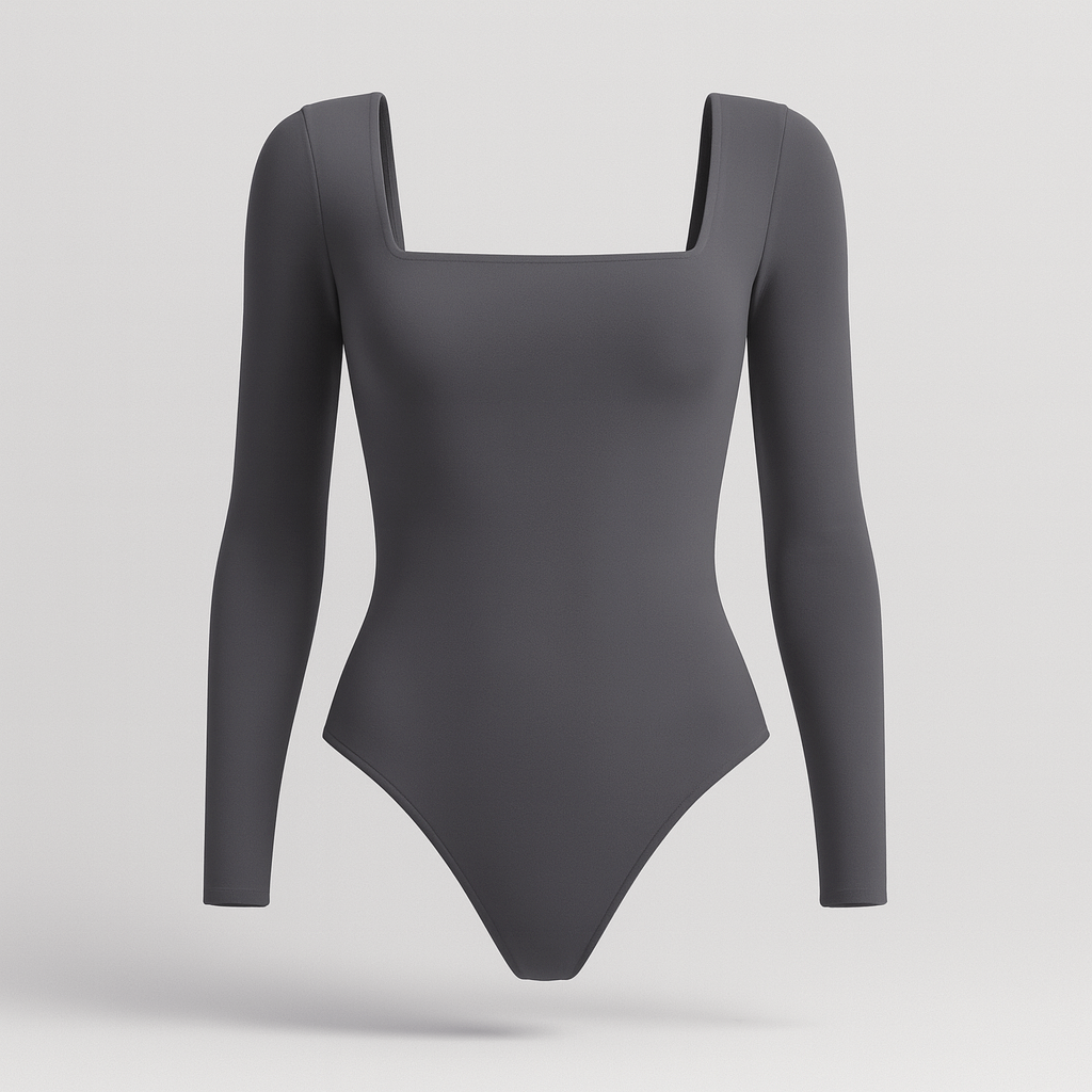 Body Cuadrado Manga Larga Gris Oscuro