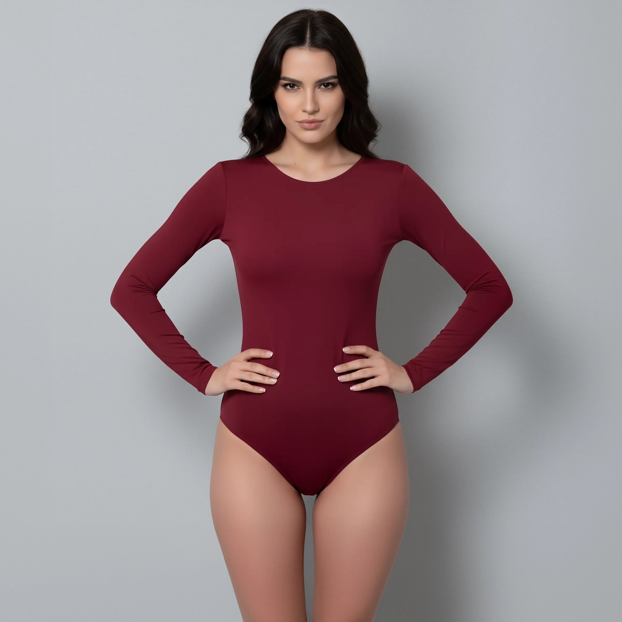 Body Redondo Manga Larga Vinotinto