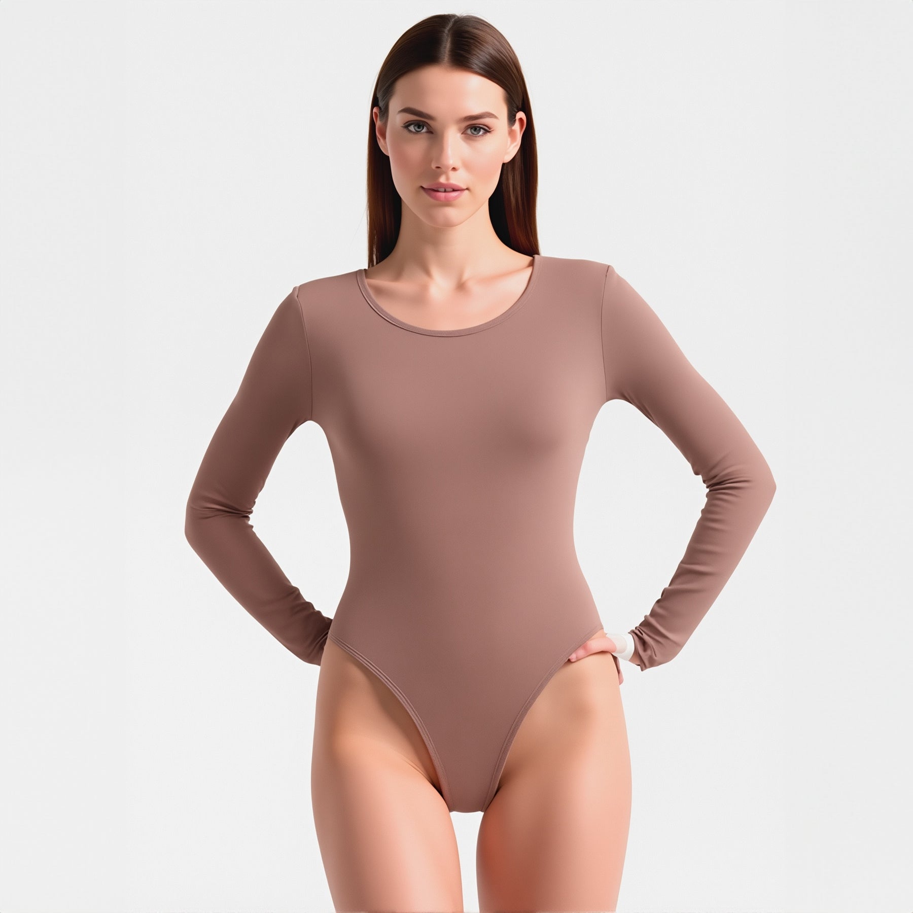 Body Espalda Media Manga Larga Beige Tostado