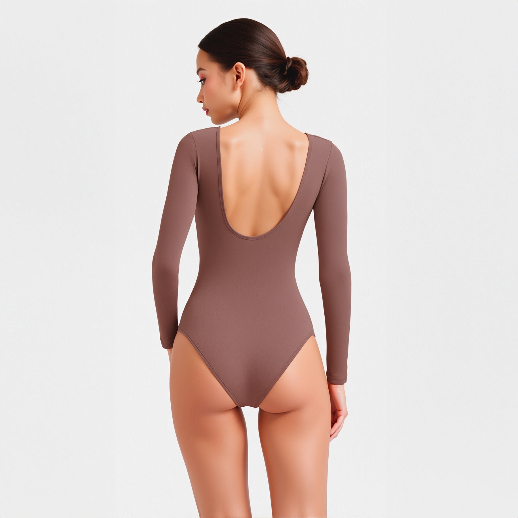 Body Espalda Media Manga Larga Beige Tostado