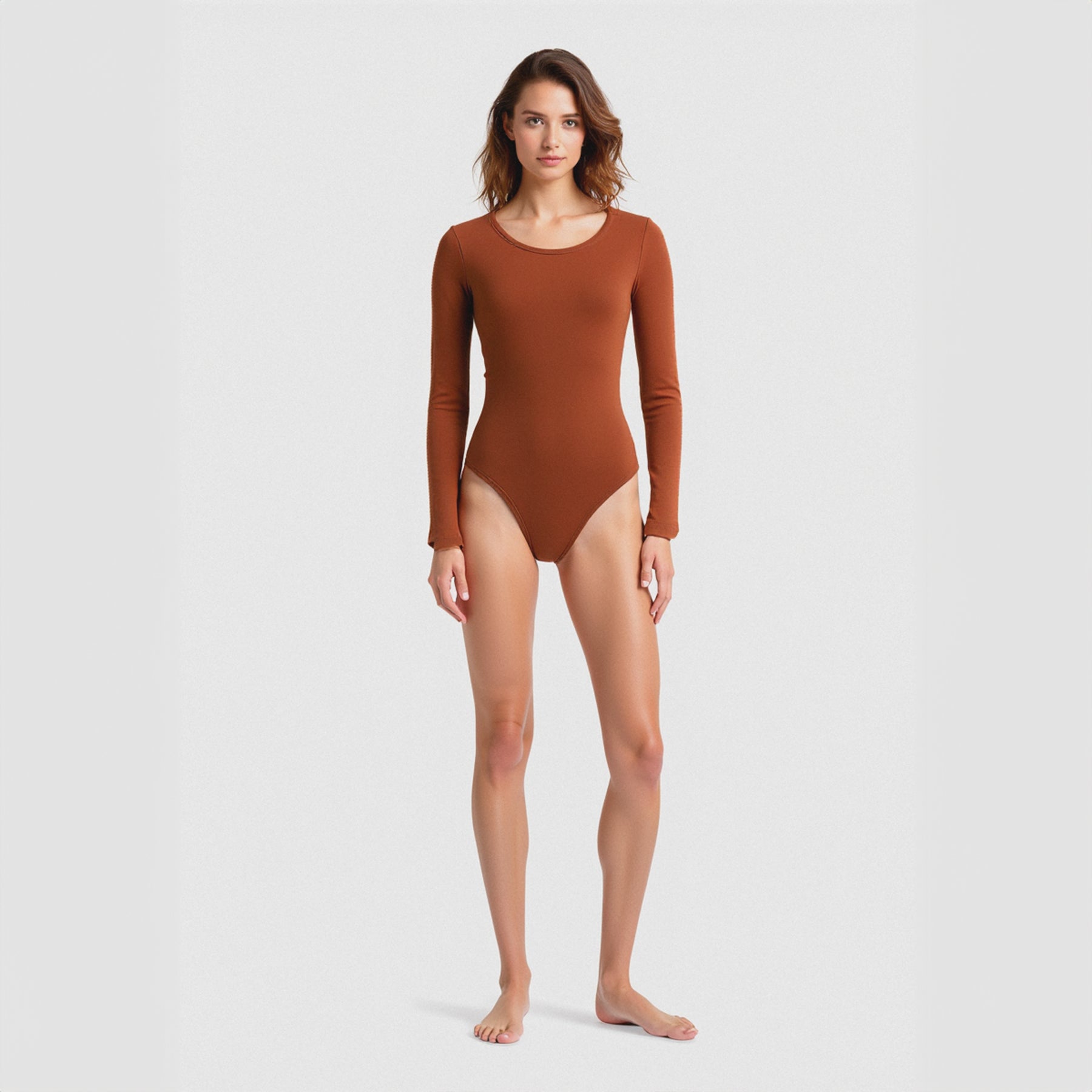 Body Redondo Manga Larga Terracota