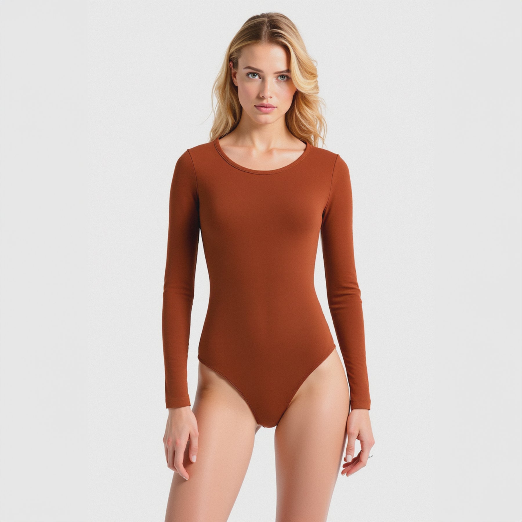 Body Redondo Manga Larga Terracota
