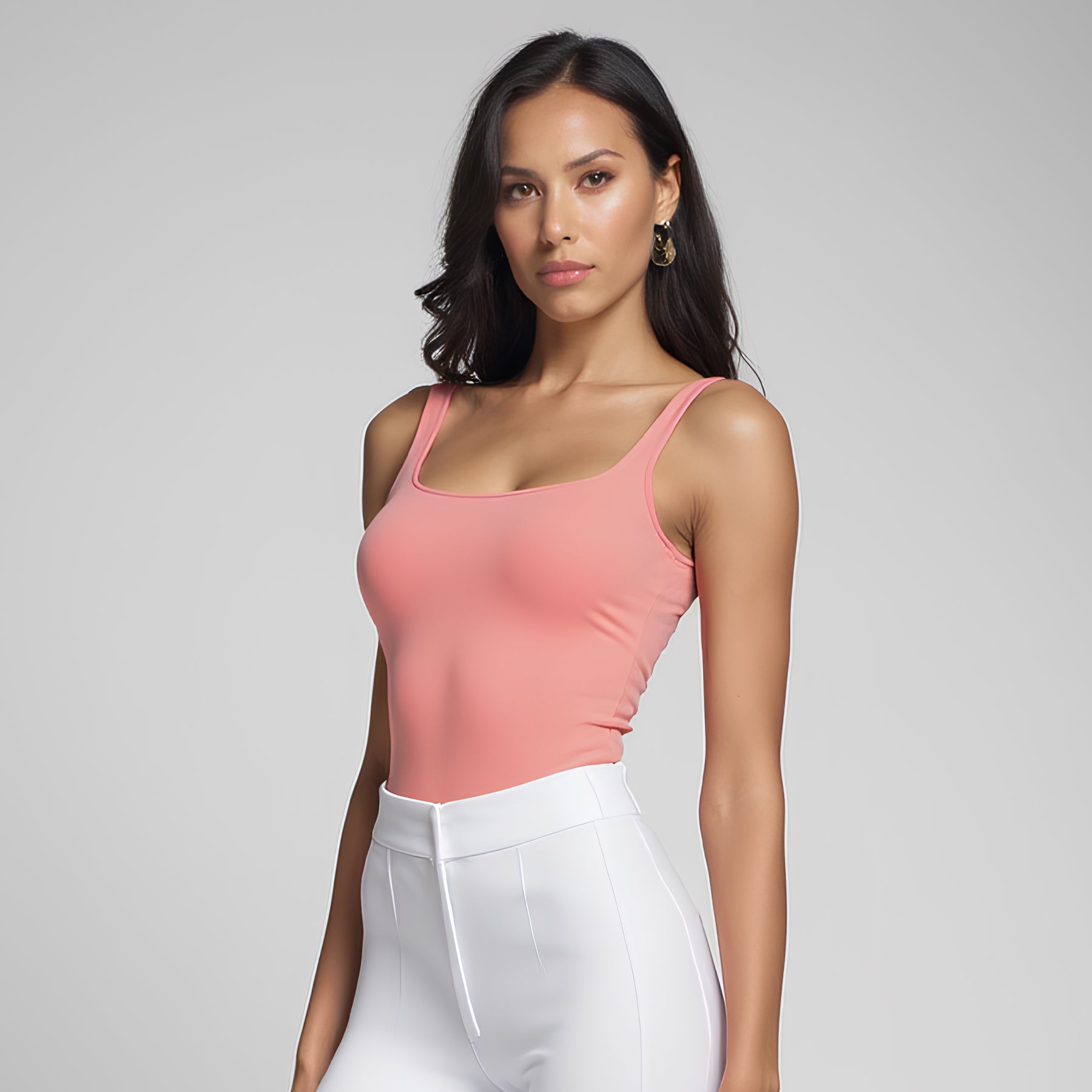 Body Tirantes Escote Cuadrado Palo Rosa