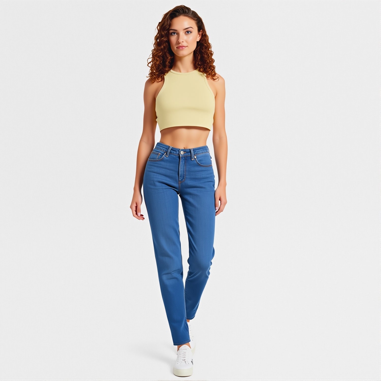 Crop Top Halter Amarillo Mantequilla