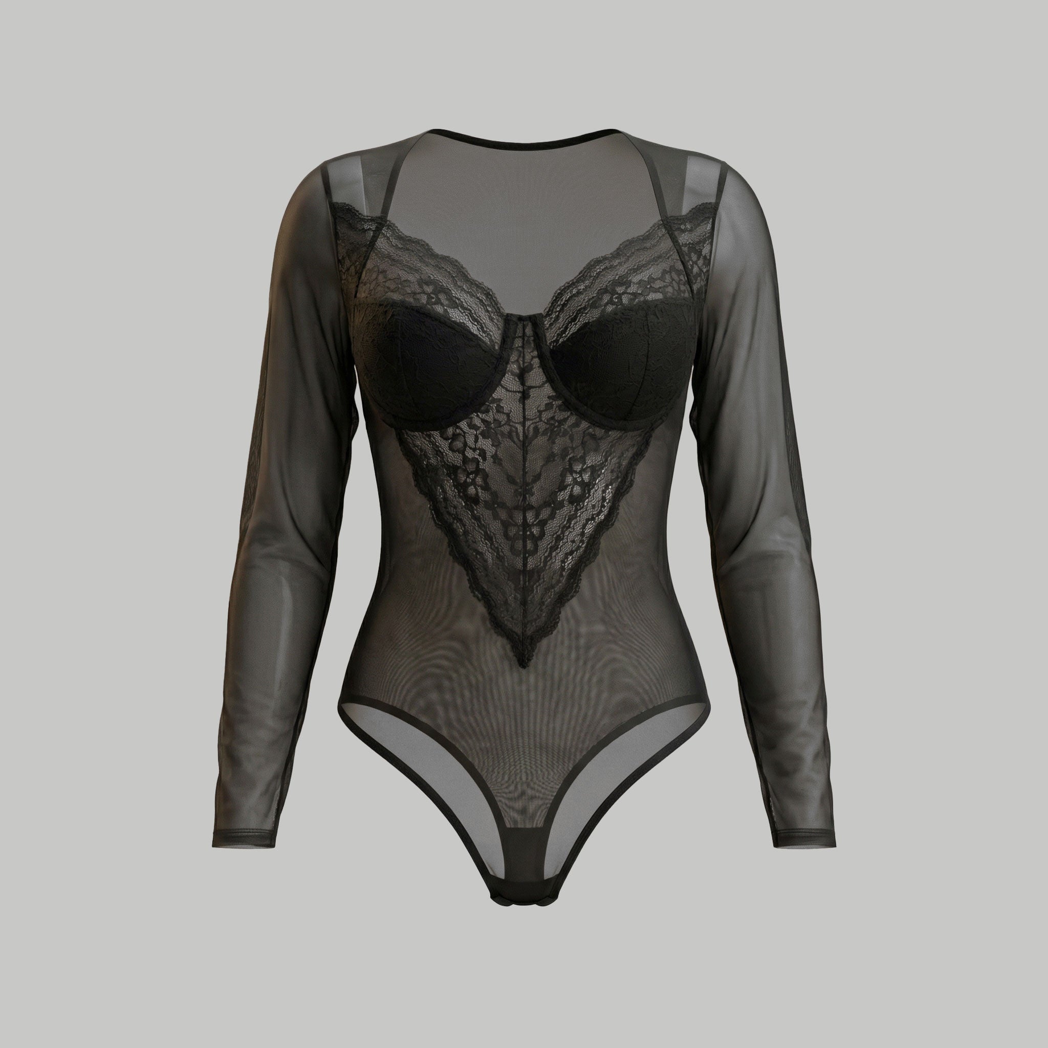 Body Mesh Manga Larga Wild Negro