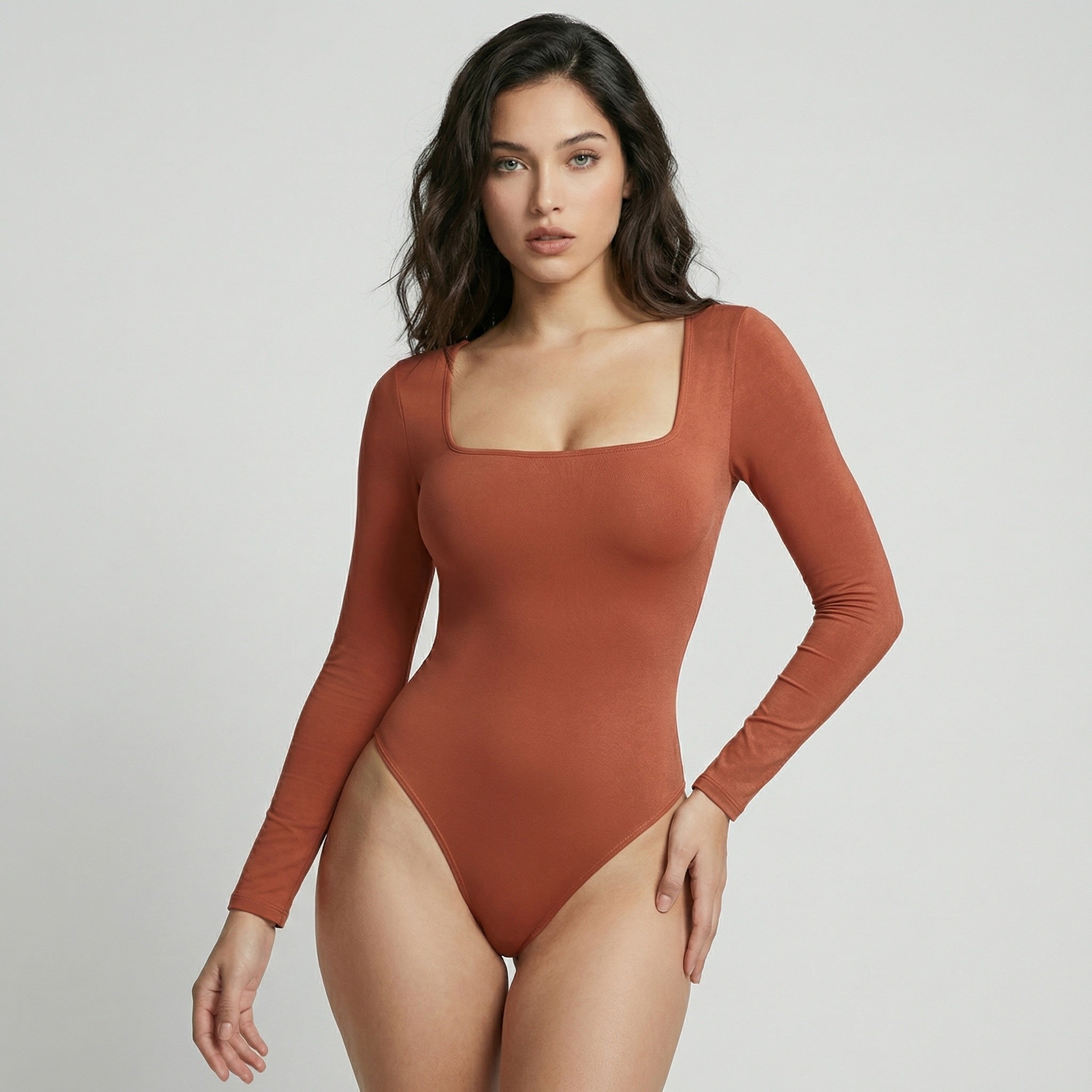Body Cuadrado Manga Larga Terracota