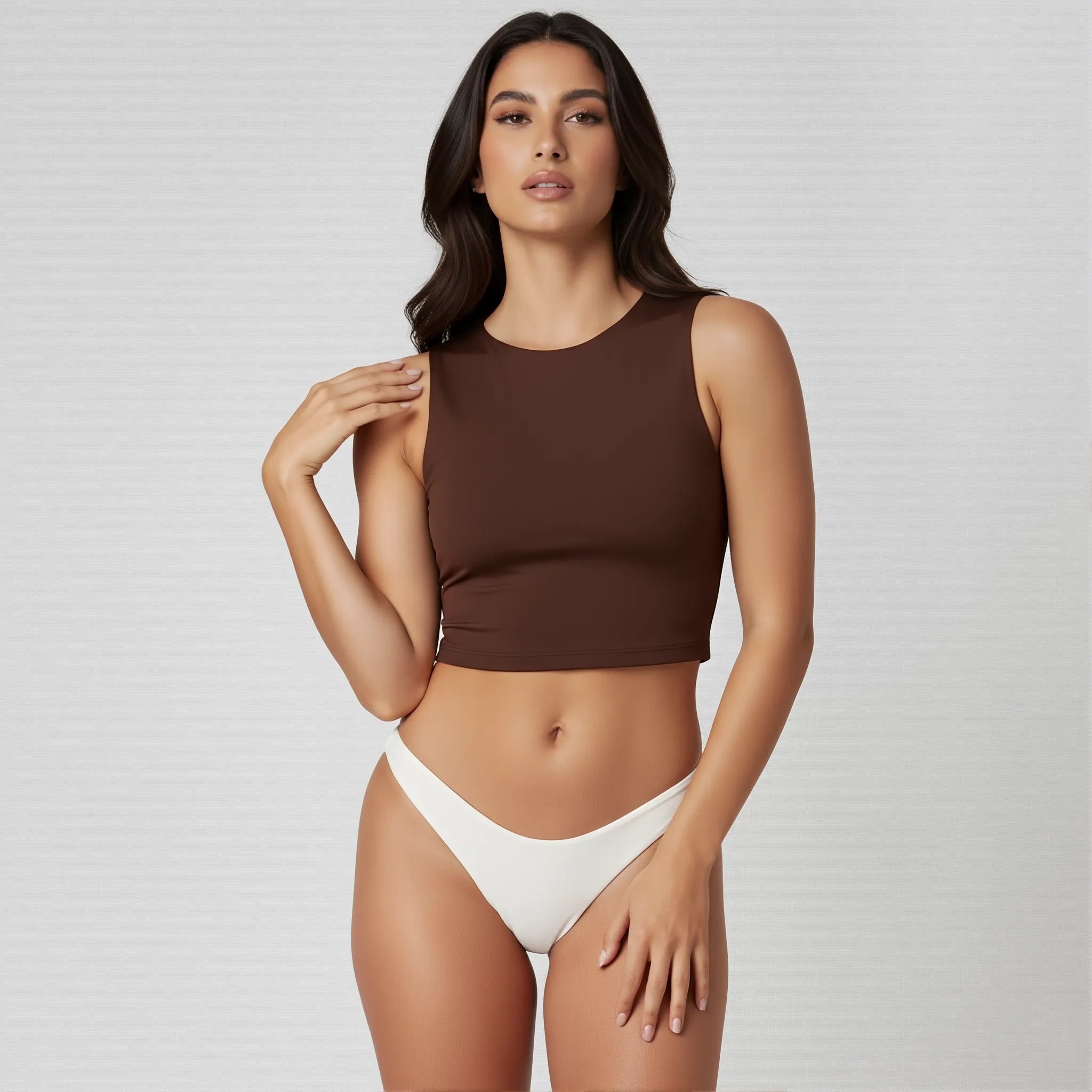 Crop Top Halter Café