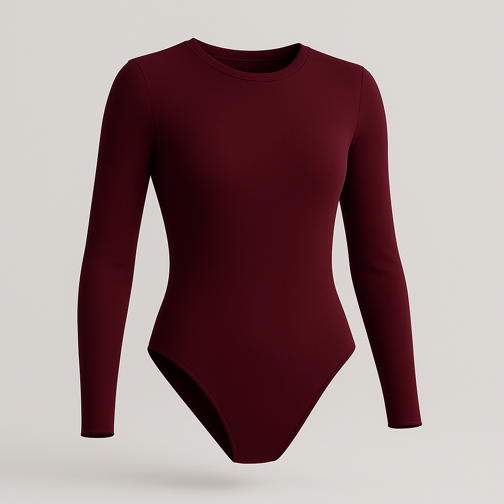 Body Redondo Manga Larga Borgoña