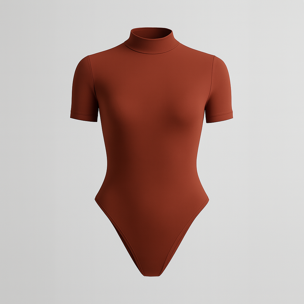 Body Cuello Alto Manga Corta Terracota