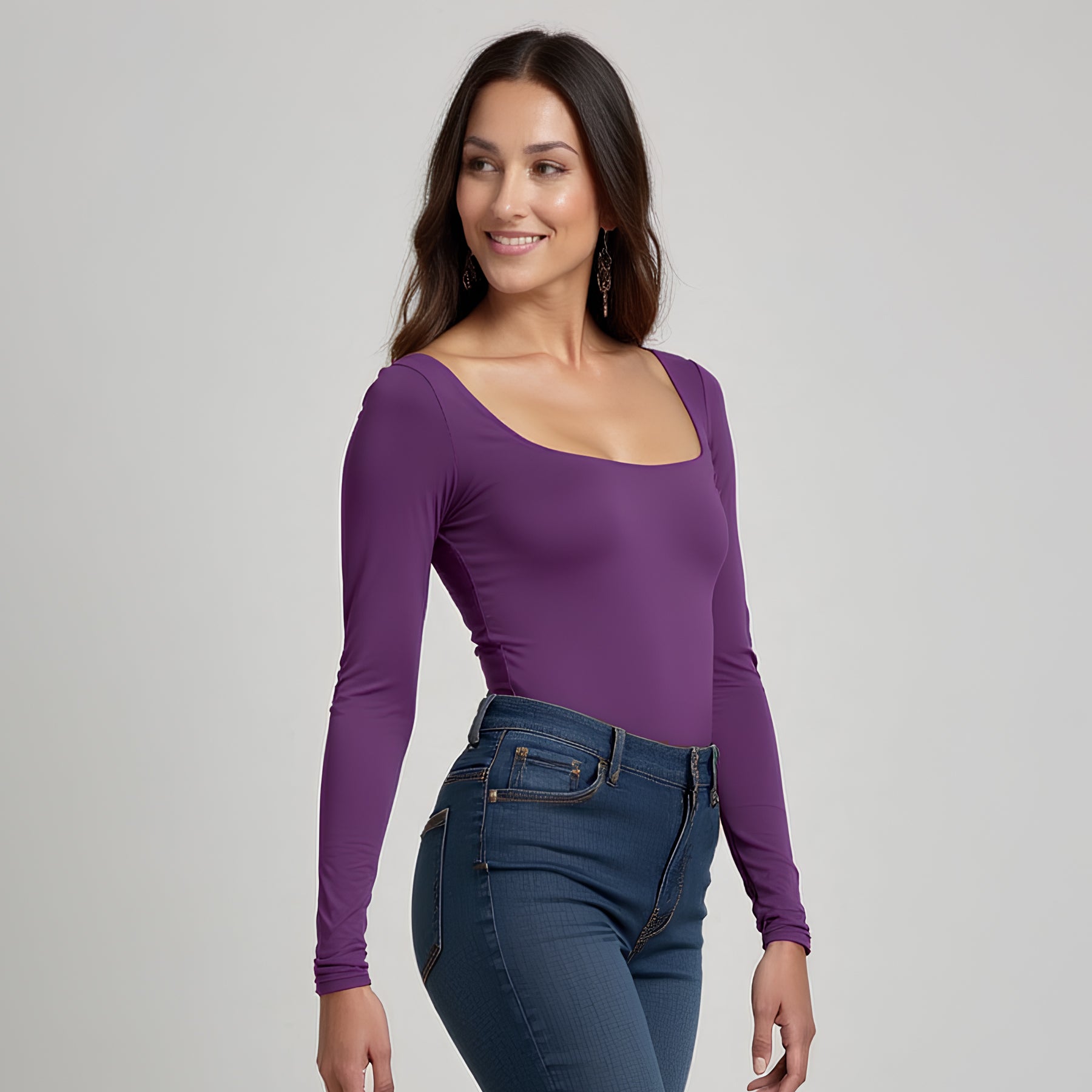 Body cuadrado manga larga Morado