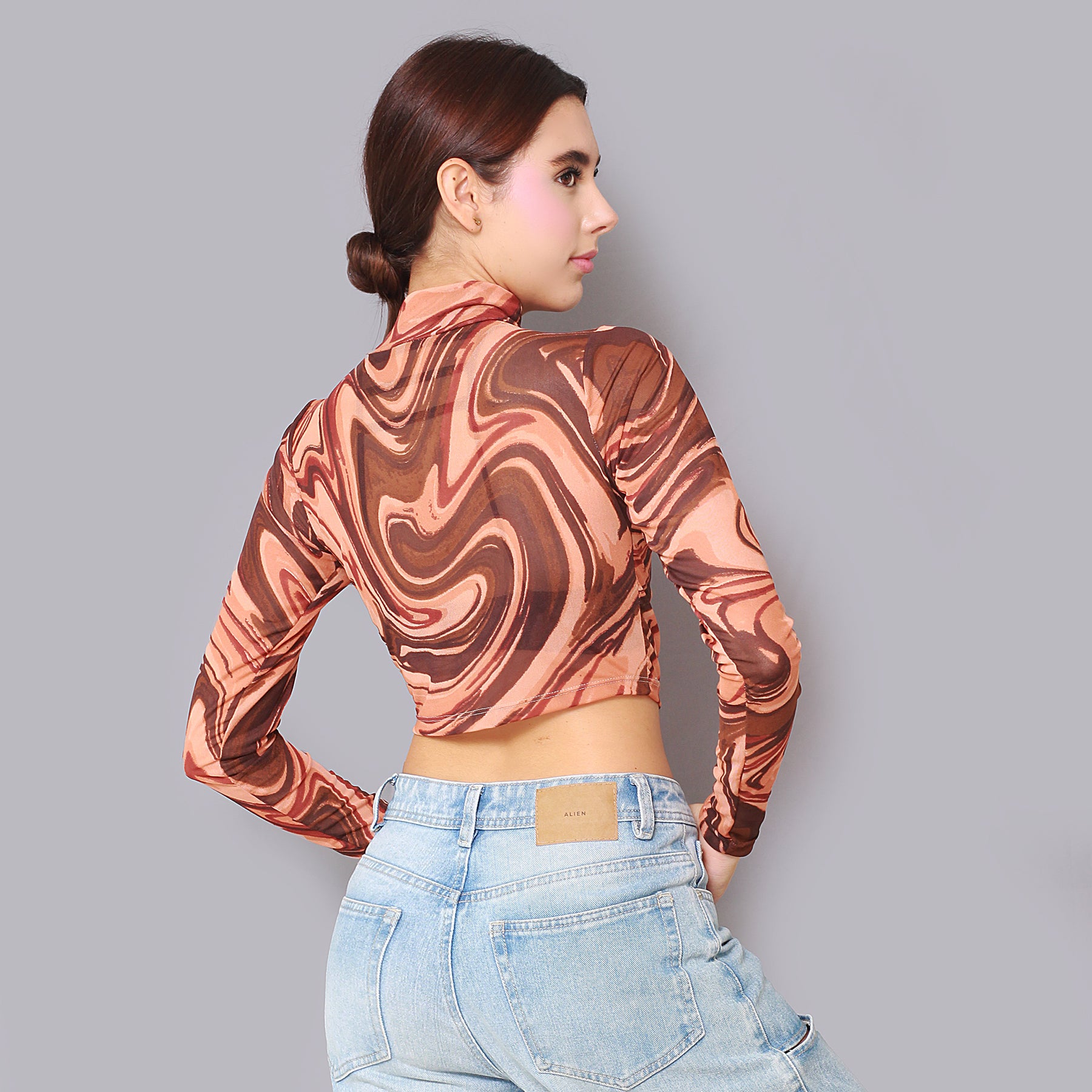 Crop Top Mallatex Cuello Alto Terracota