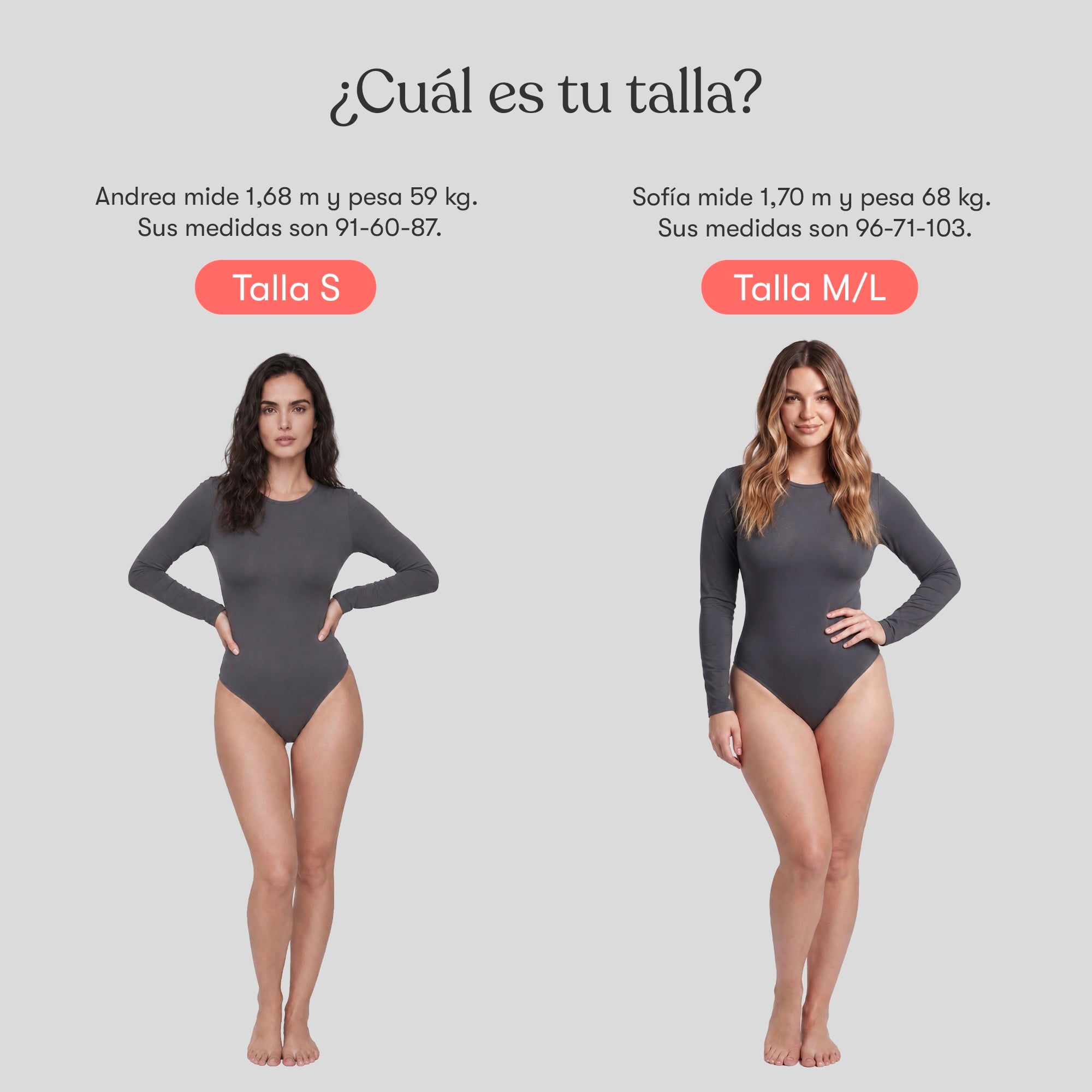 Body Redondo Manga Larga Gris Oscuro