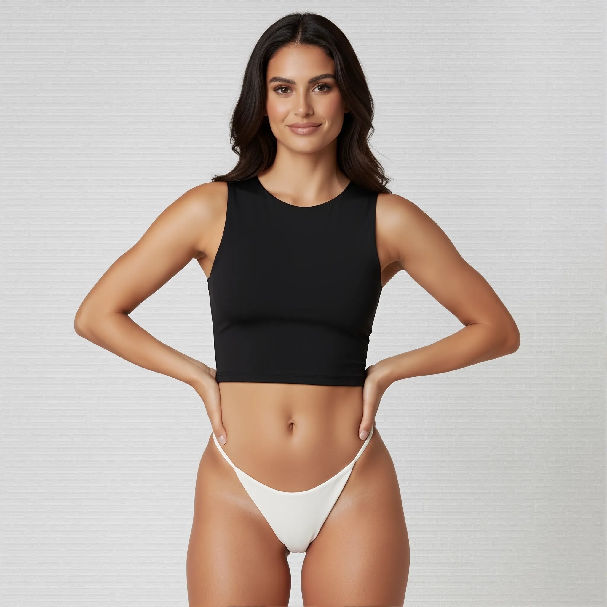 Crop Top Halter Negro