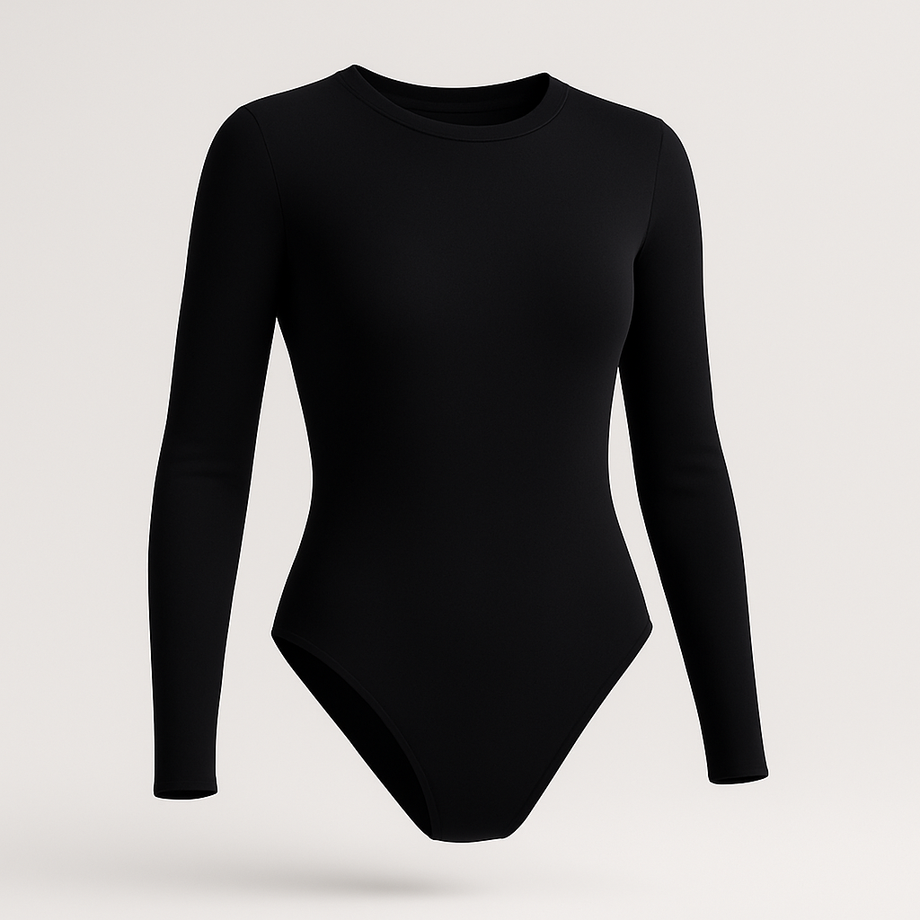 Body Redondo Manga Larga Negro