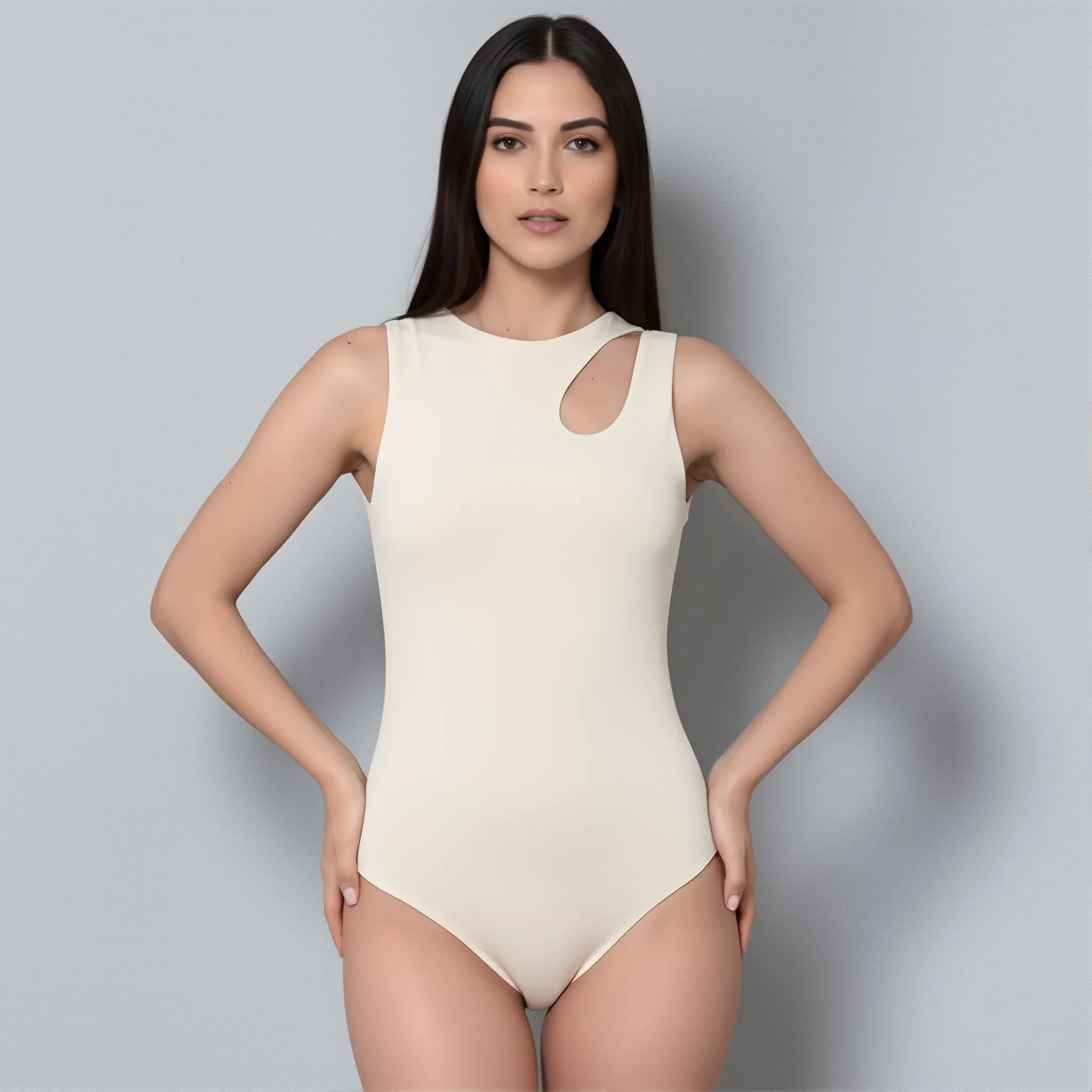 Body Asimétrico Detalle Cruzado Marfil