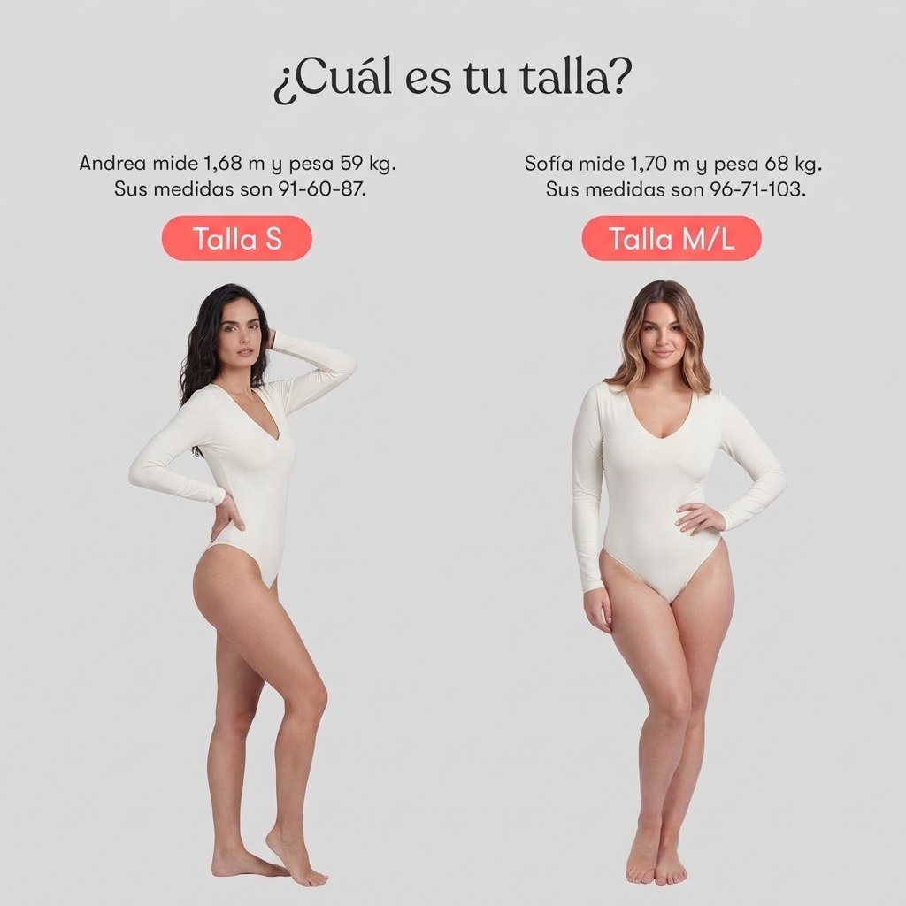 Body Escote En V Manga Larga Marfil