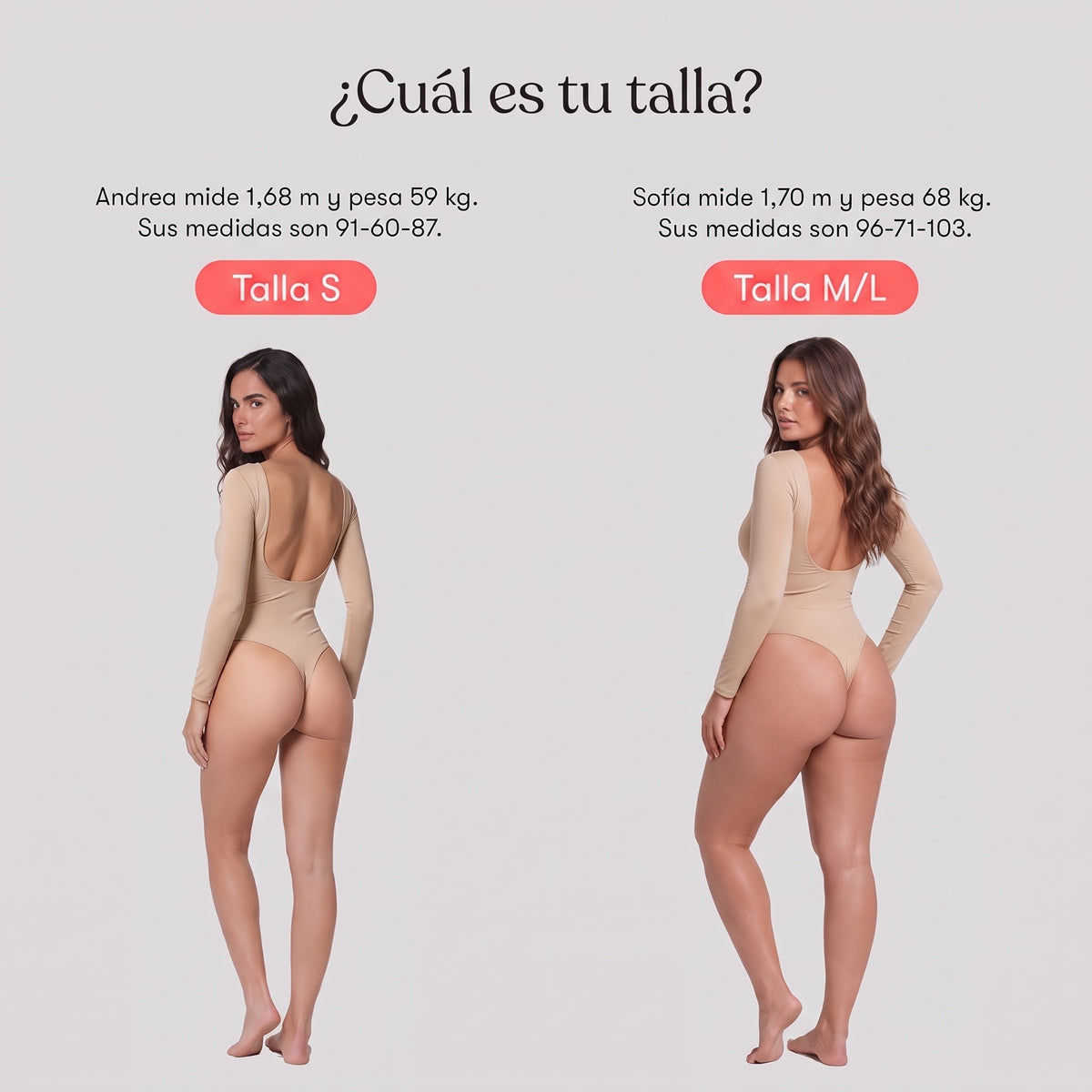 Body Espalda Media Manga Larga Beige