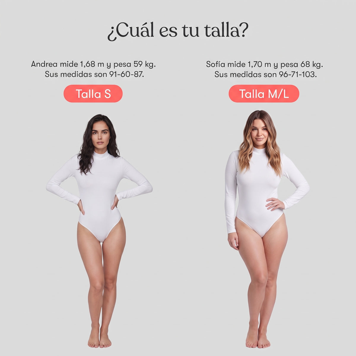 Body Cuello Alto Manga Larga Blanco