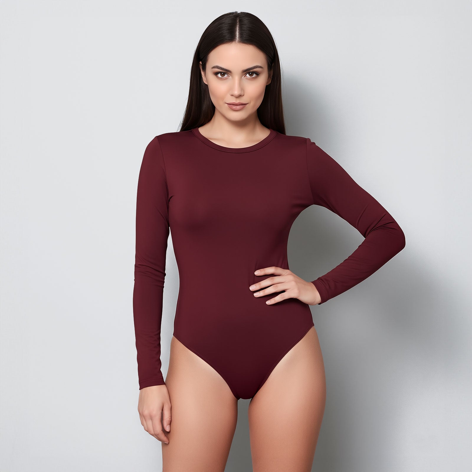 Body Redondo Manga Larga Borgoña