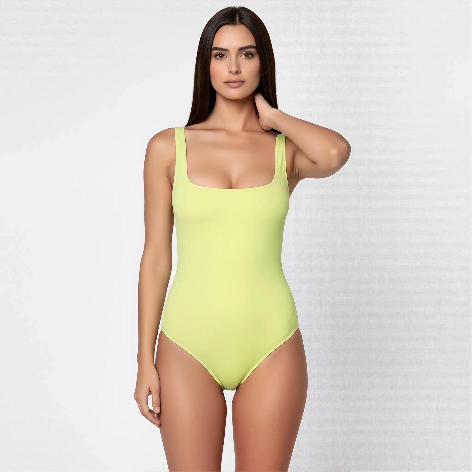 Body Tirantes Escote Cuadrado Amarillo Mantequilla