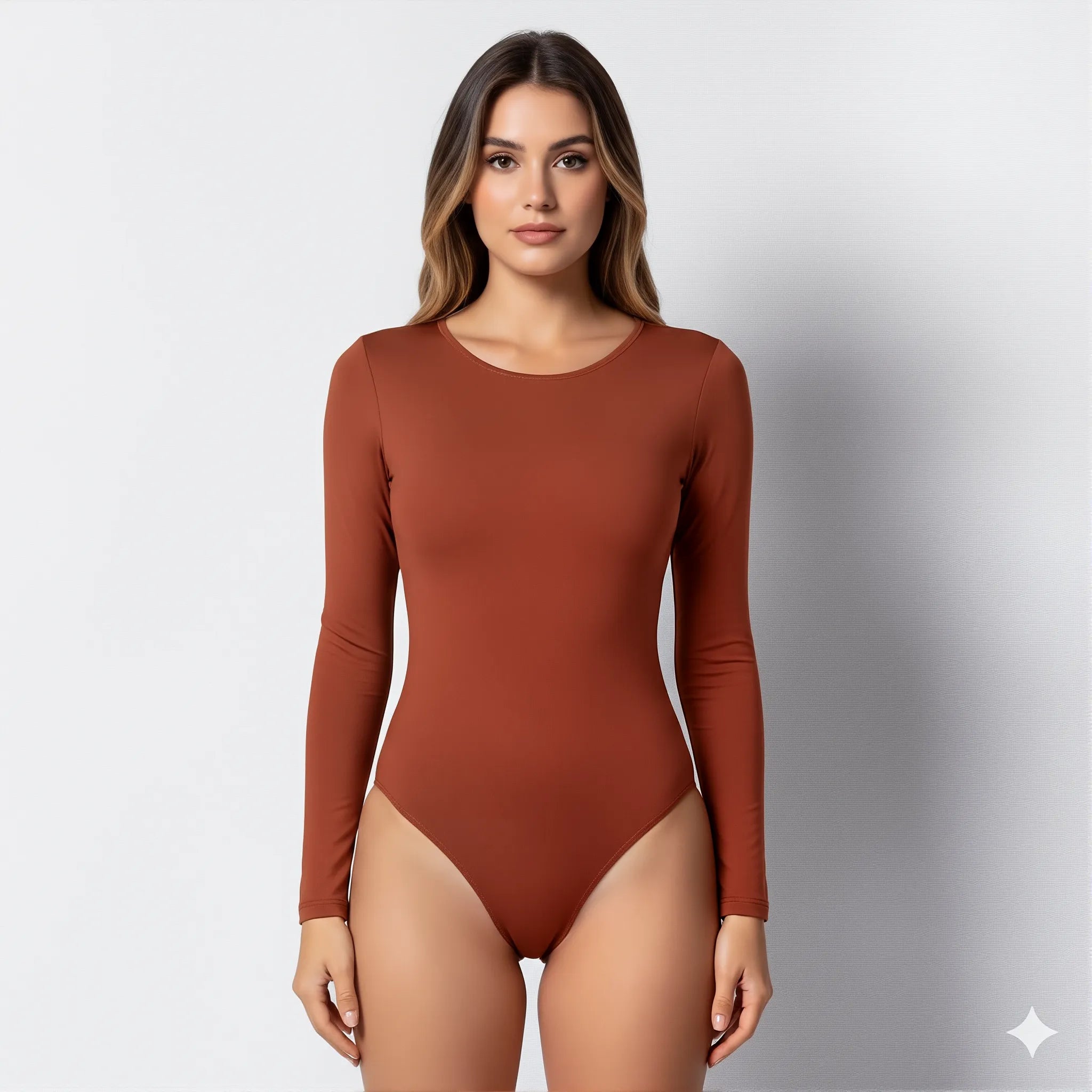 Body Espalda Media Manga Larga Terracota
