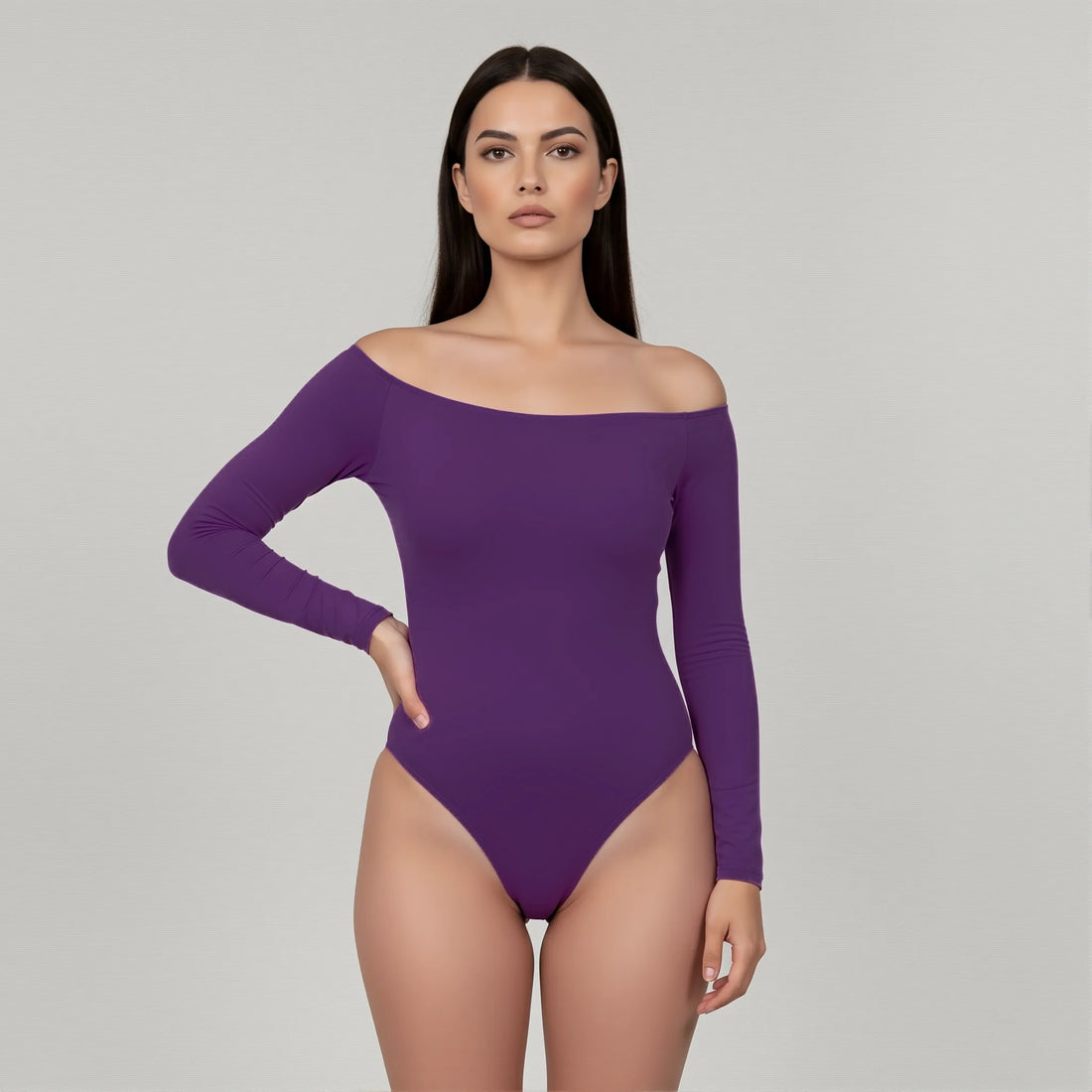 Body cuello bandeja manga larga morado