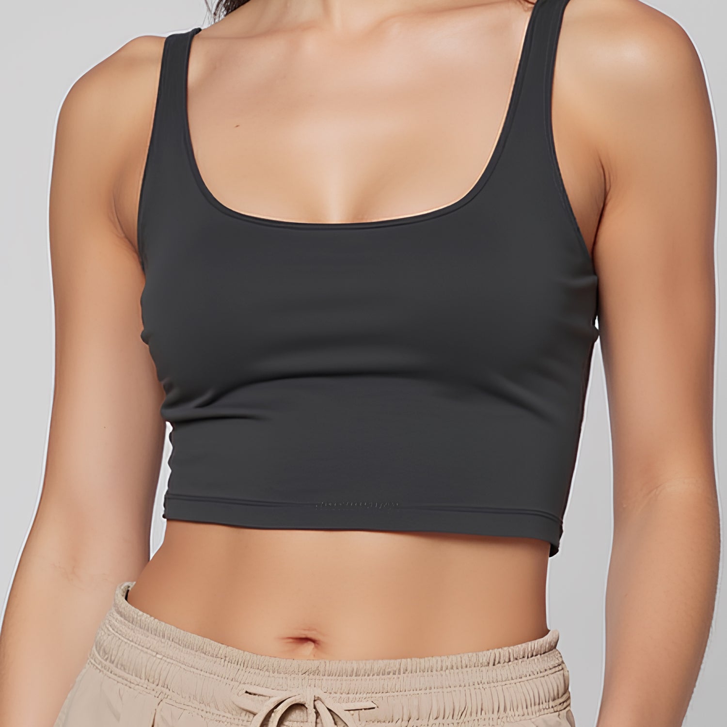 Crop Top Tirantes Escote Cuadrado Negro