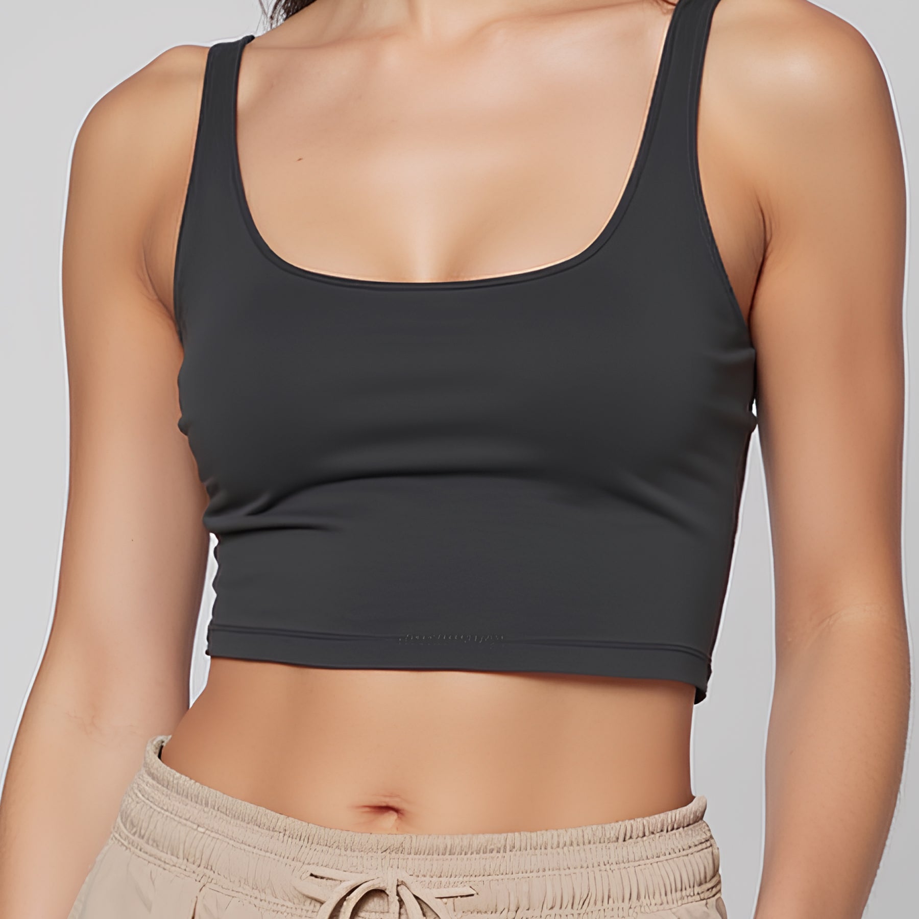 Crop Top Tirantes Escote Cuadrado Negro