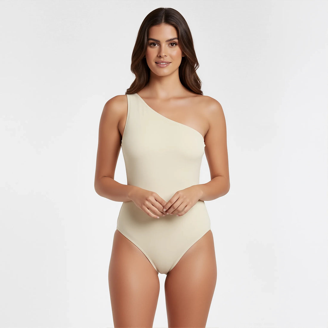 Body asimétrico sin mangas Marfil