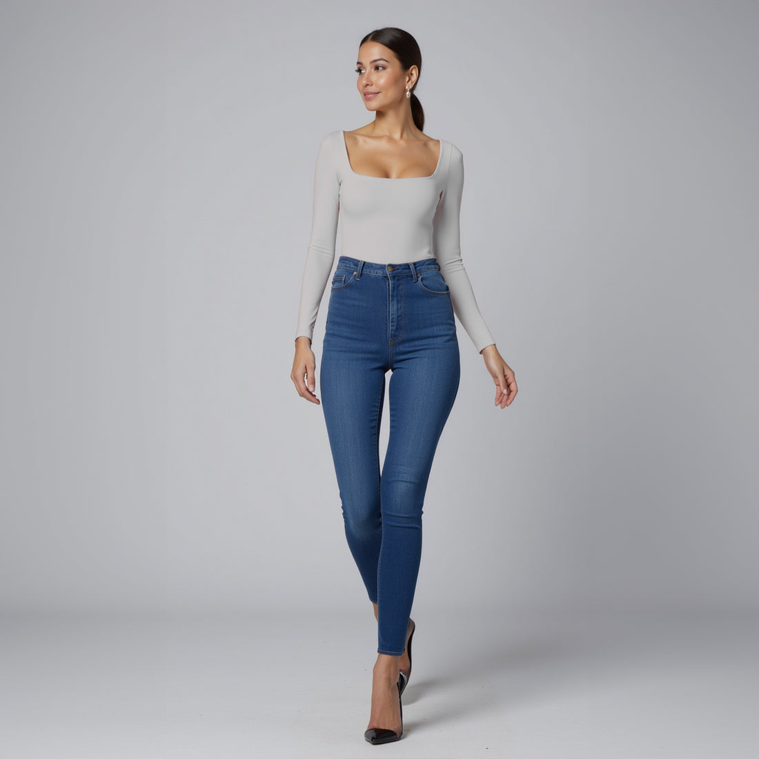 Body cuadrado manga larga gris perla