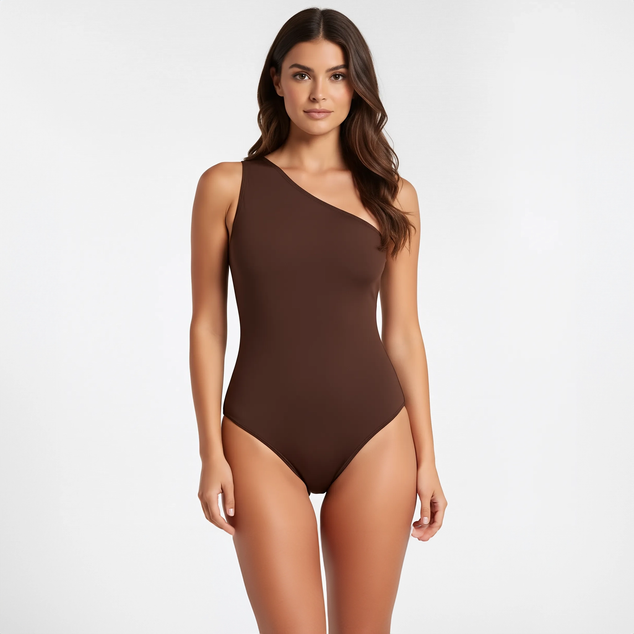 Body Asimétrico Sin Mangas Café