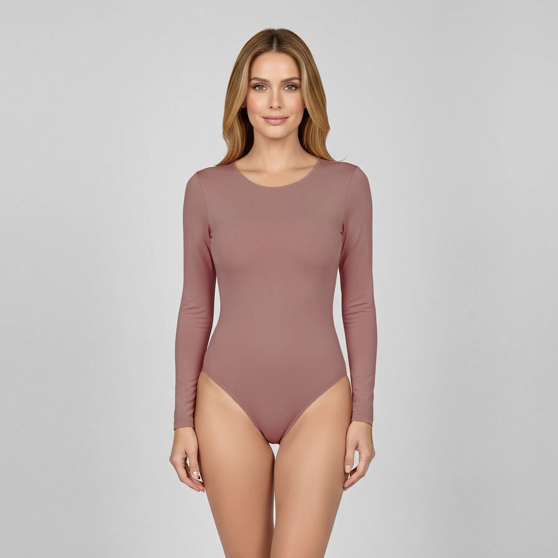 Body Espalda Media Manga Larga Beige Tostado