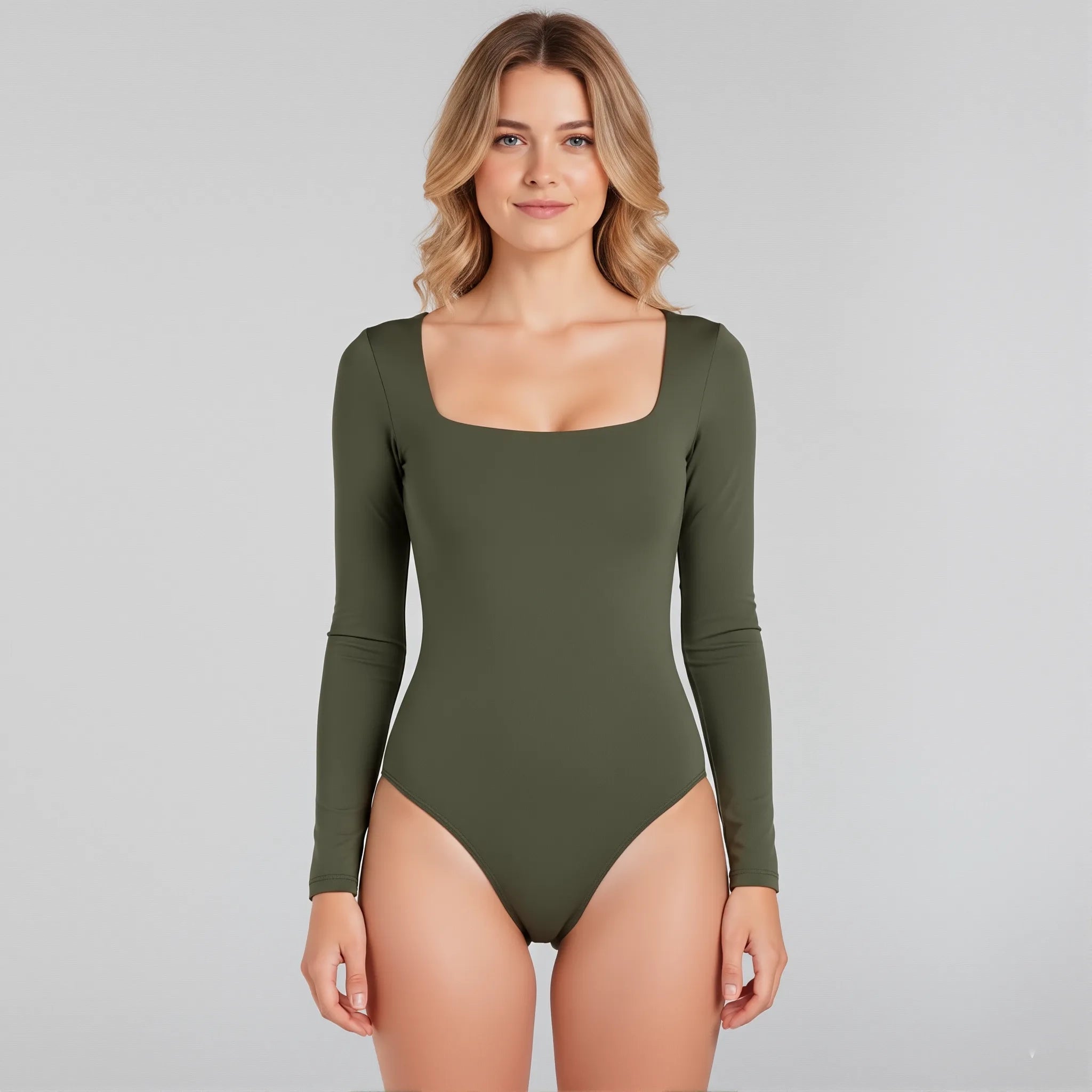Body Cuadrado Manga Larga Verde Militar