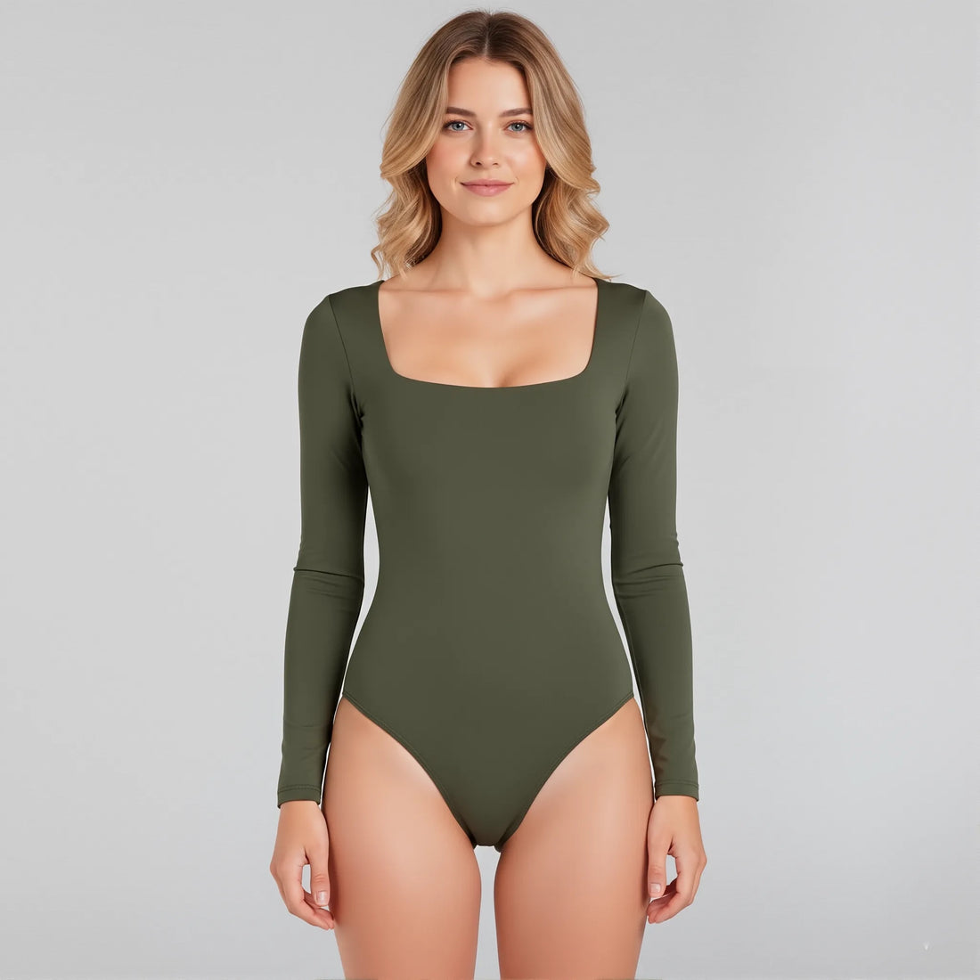 Body Cuadrado Manga Larga Verde Militar