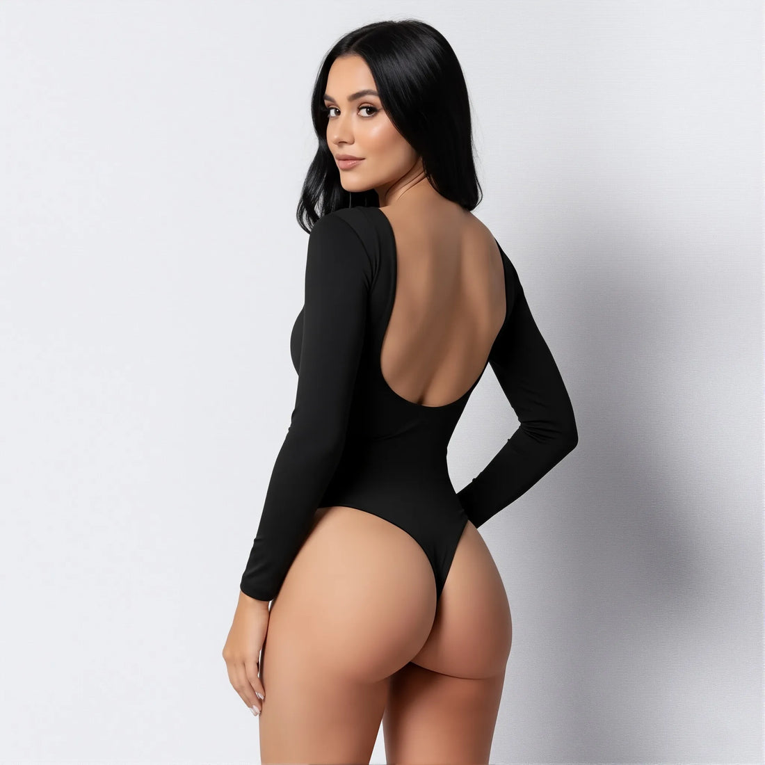 Body Espalda Media Manga Larga Negro