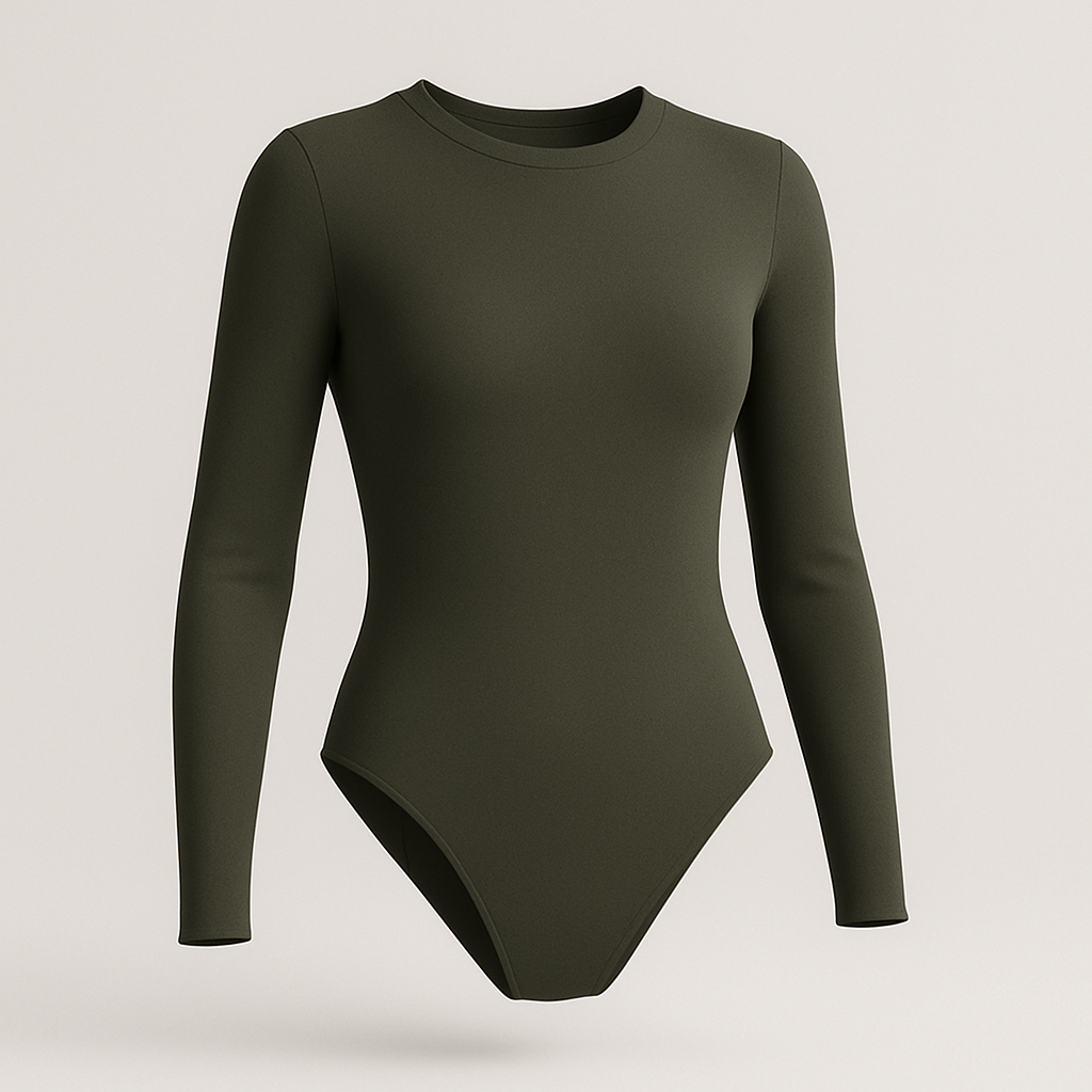 Body Redondo Manga Larga Verde Militar