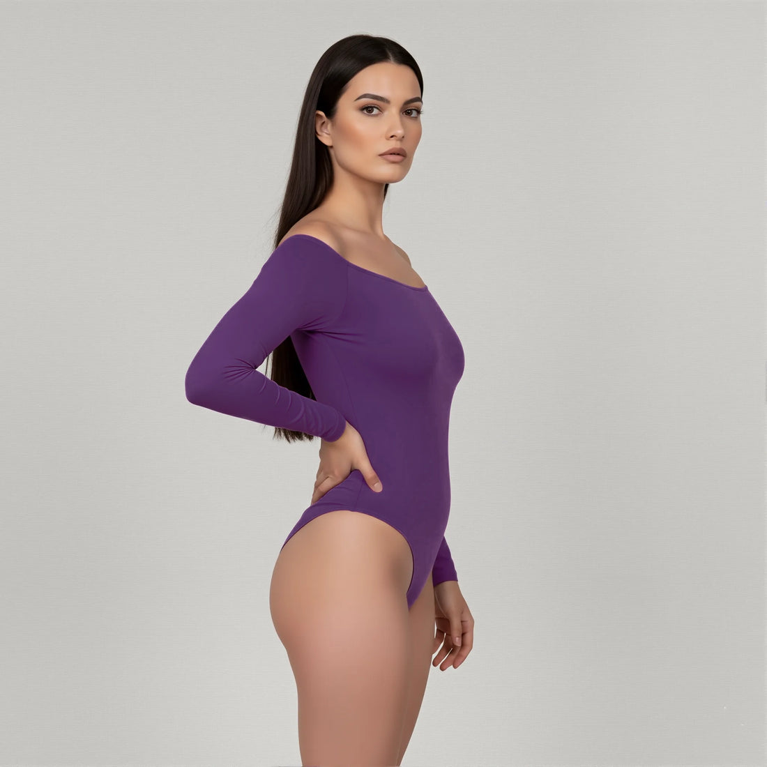 Body cuello bandeja manga larga morado