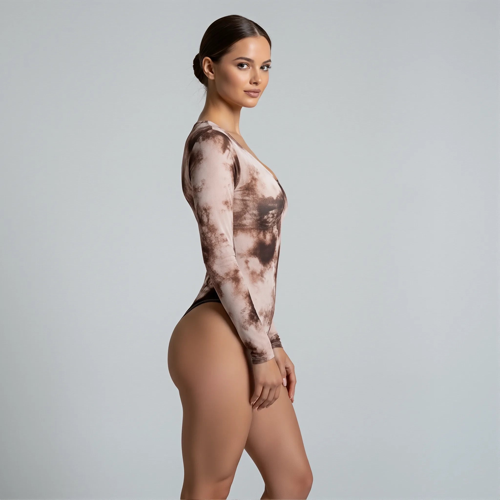 Body Mallatex Manga Larga Cafe