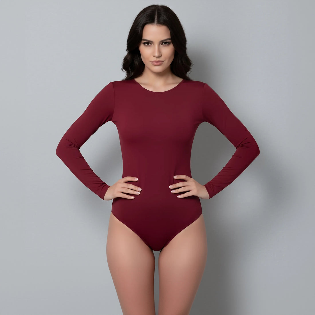 Body Redondo Manga Larga vinotinto