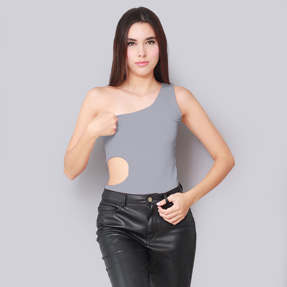 Body Asimétrico Lateral Gris Perla