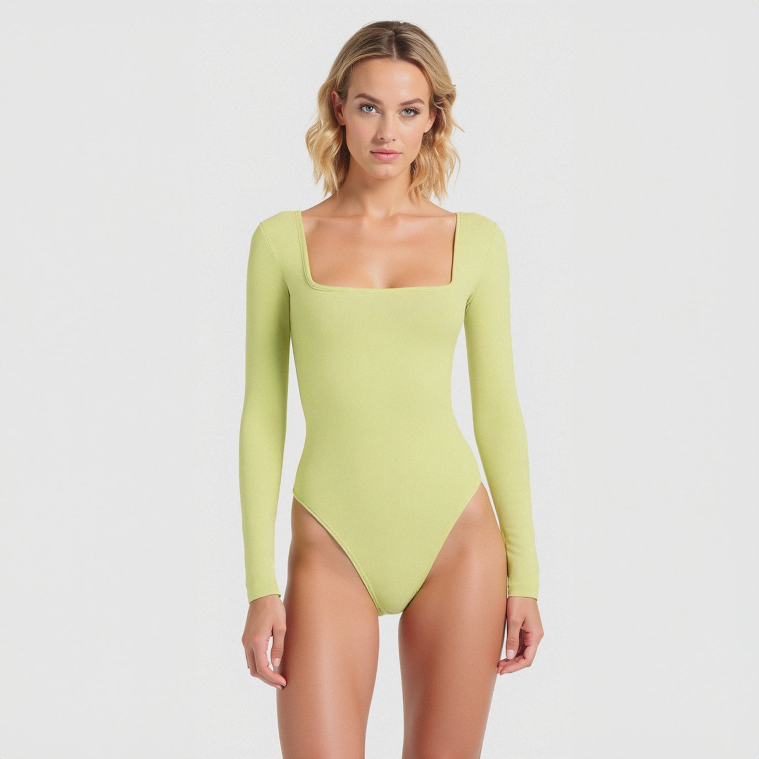 Body Cuadrado Manga Larga Amarillo Mantequilla
