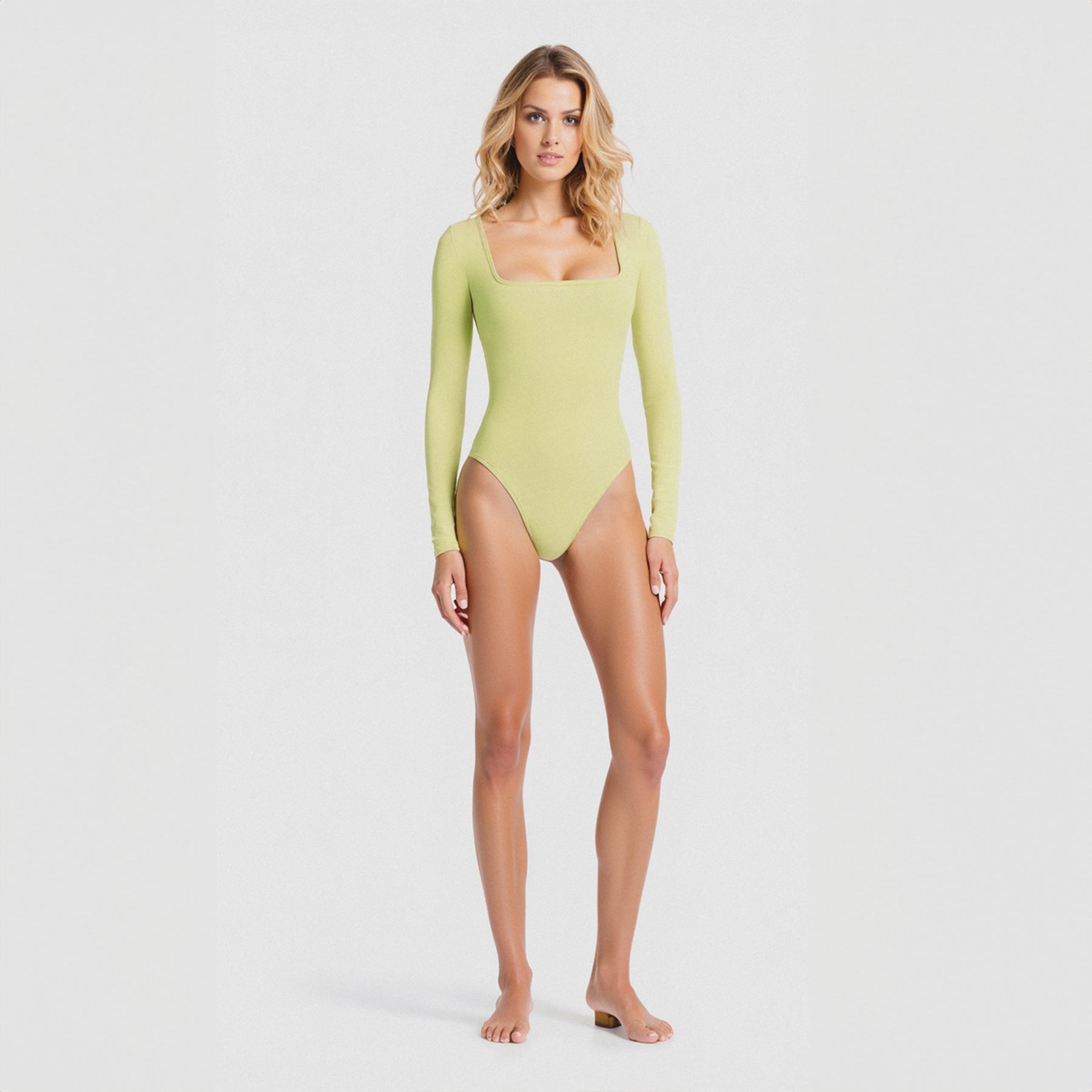 Body Cuadrado Manga Larga Amarillo Mantequilla