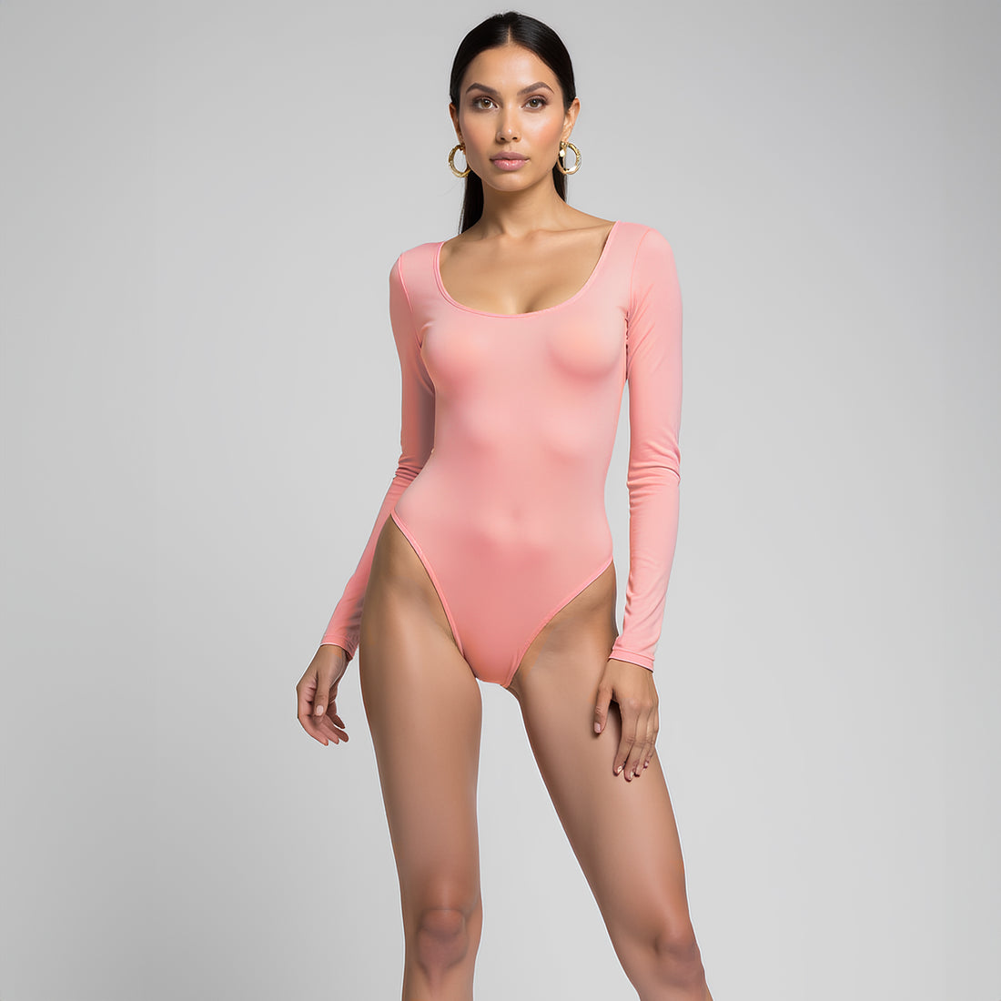 Body Redondo Manga Larga Palo Rosa